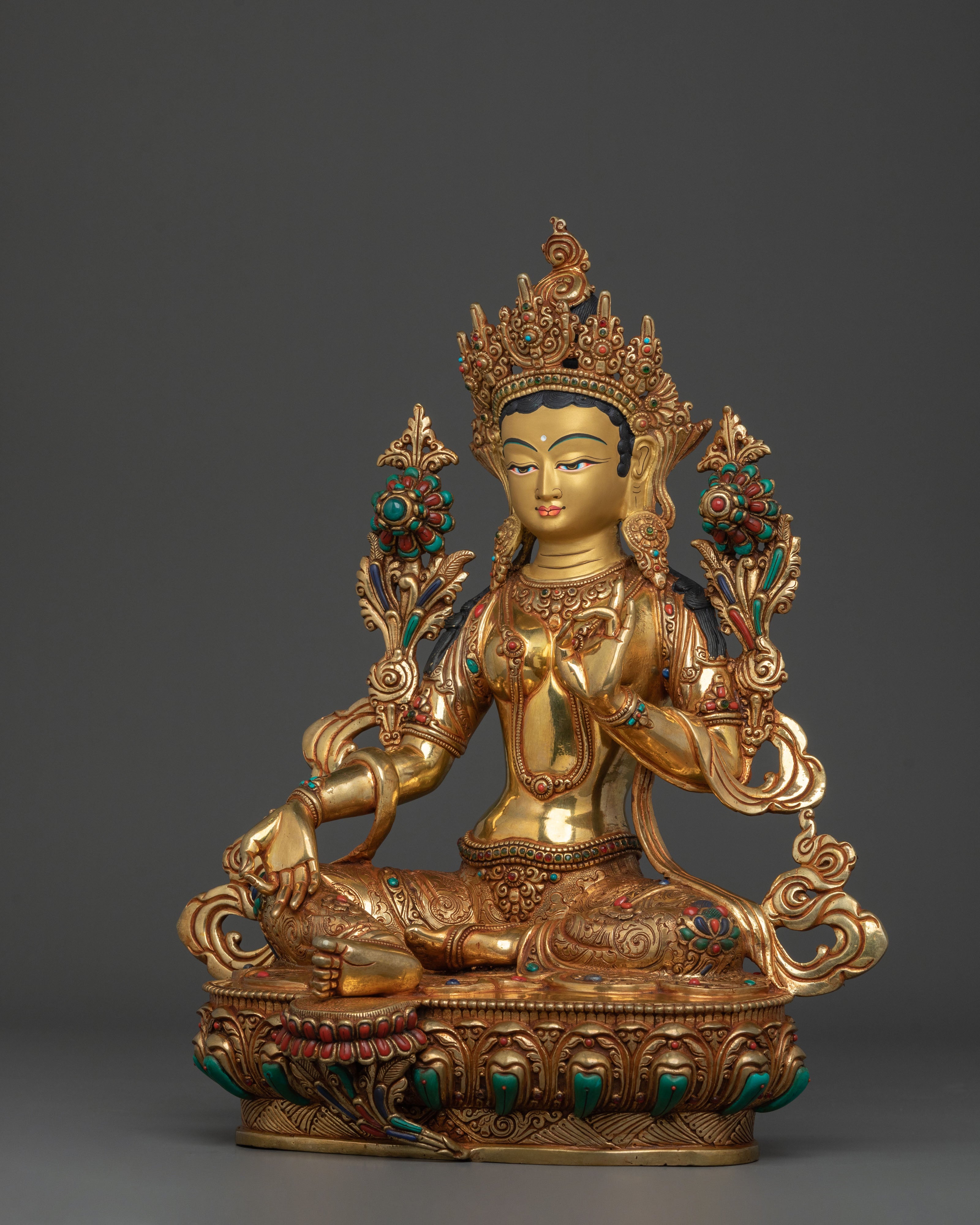 Green Tara Sacred Figurine | Tibetan Buddhist Goddess