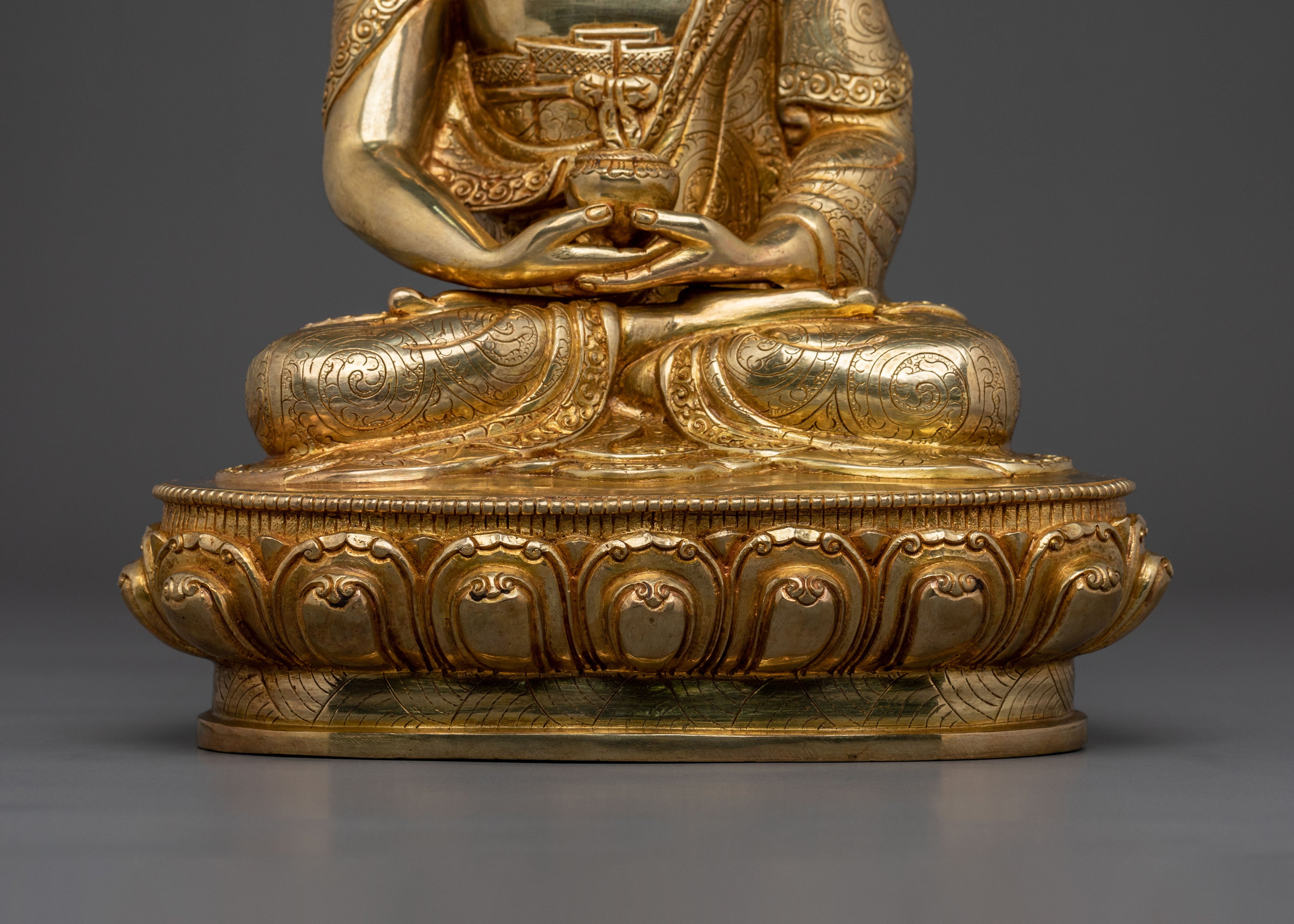 Sacred Amitabha Buddha Statue of Infinite Light - 24K Gold Gilded