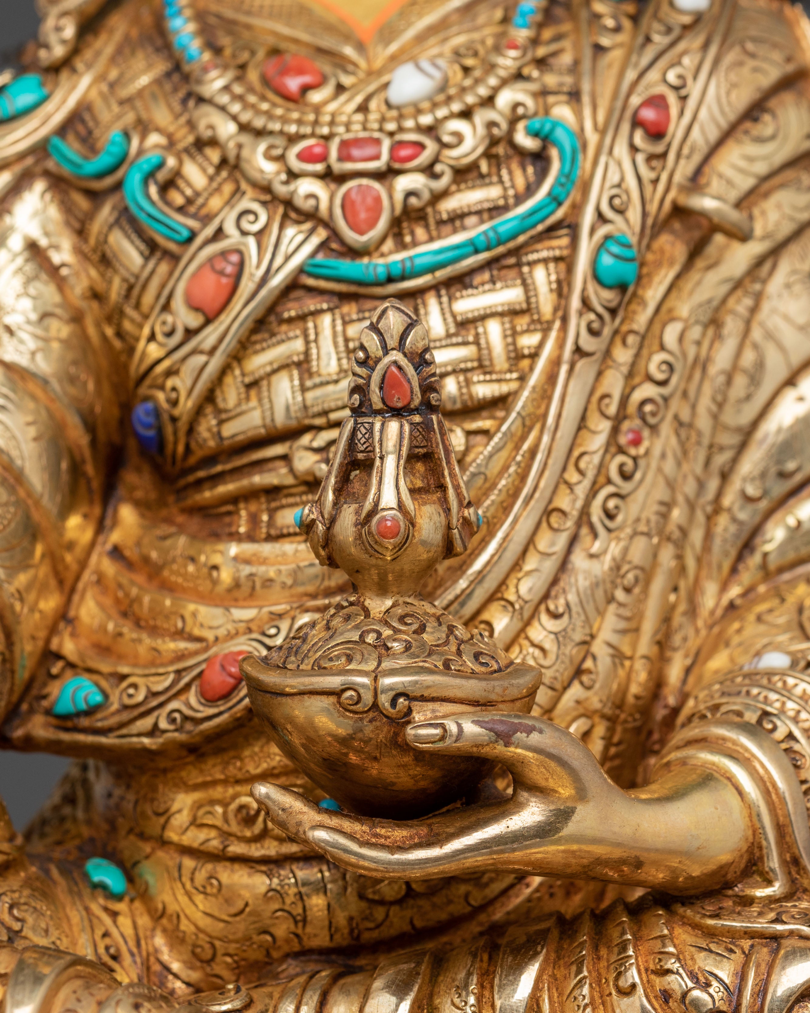 Guru Rinpoche Enlightened Statue: 24K Gold Gilded