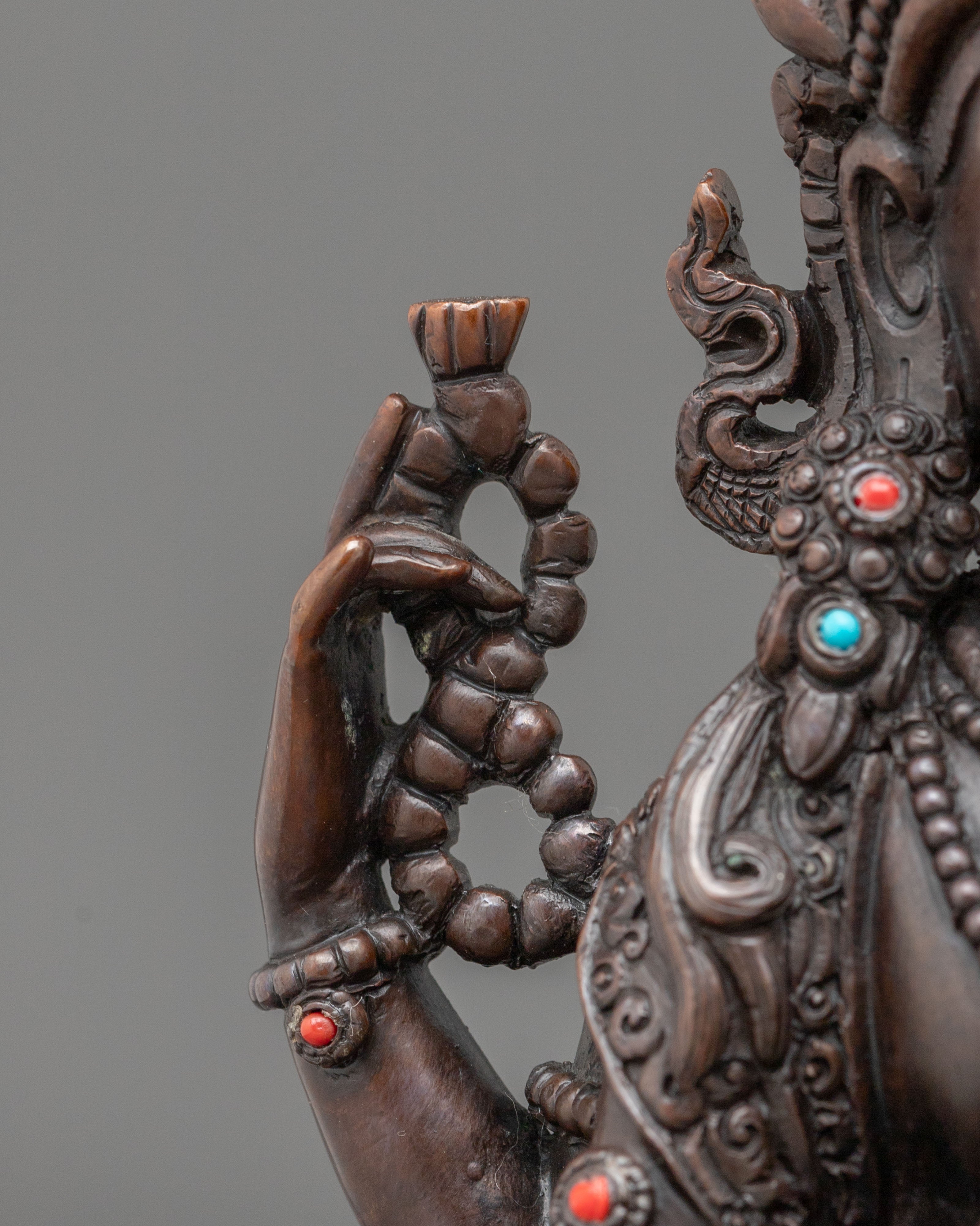 Four-Armed Chenrezig Oxidized Statue | Compassionate Figurine