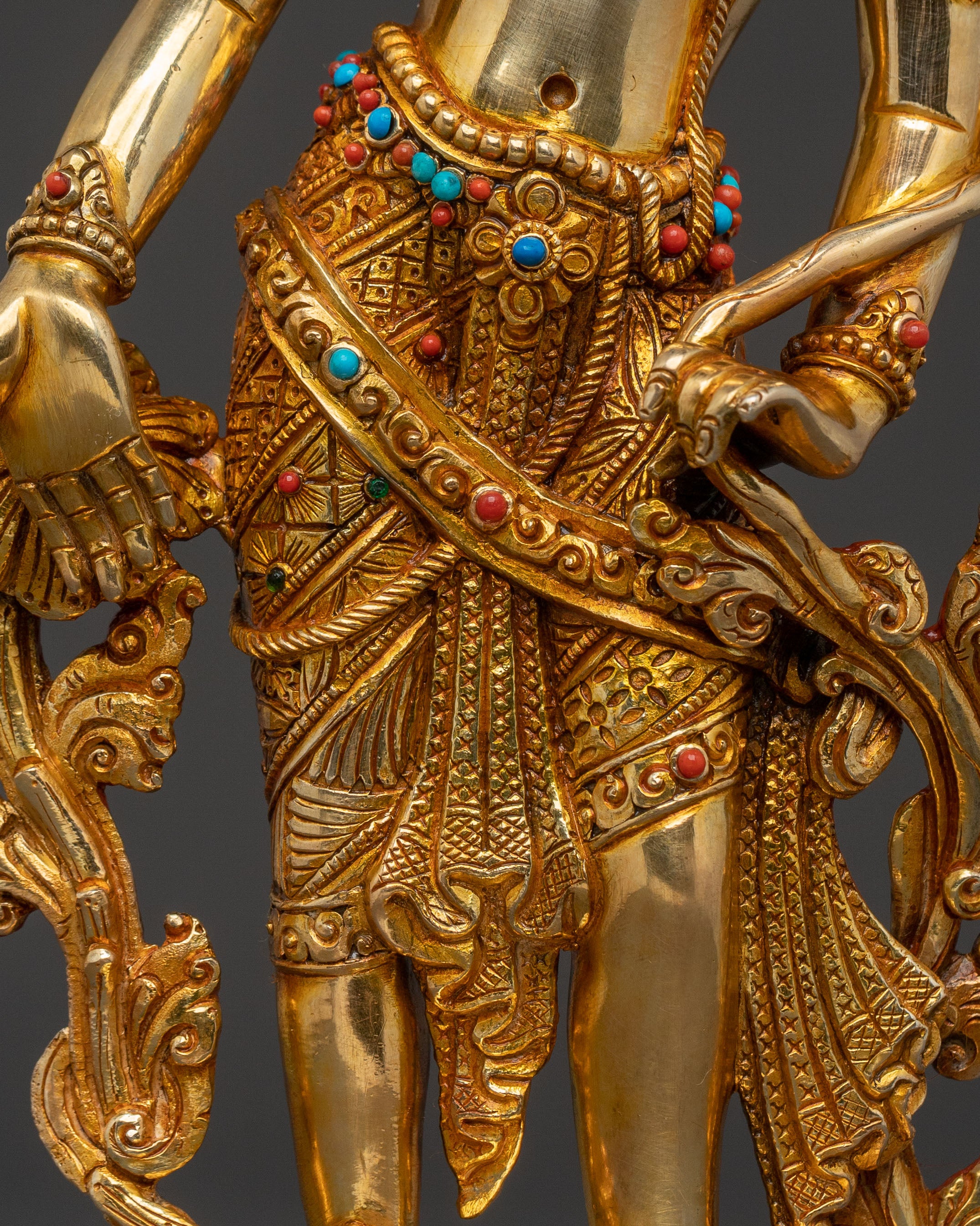 Padmapani Lokesvara Statue: 24K Gold Gilded