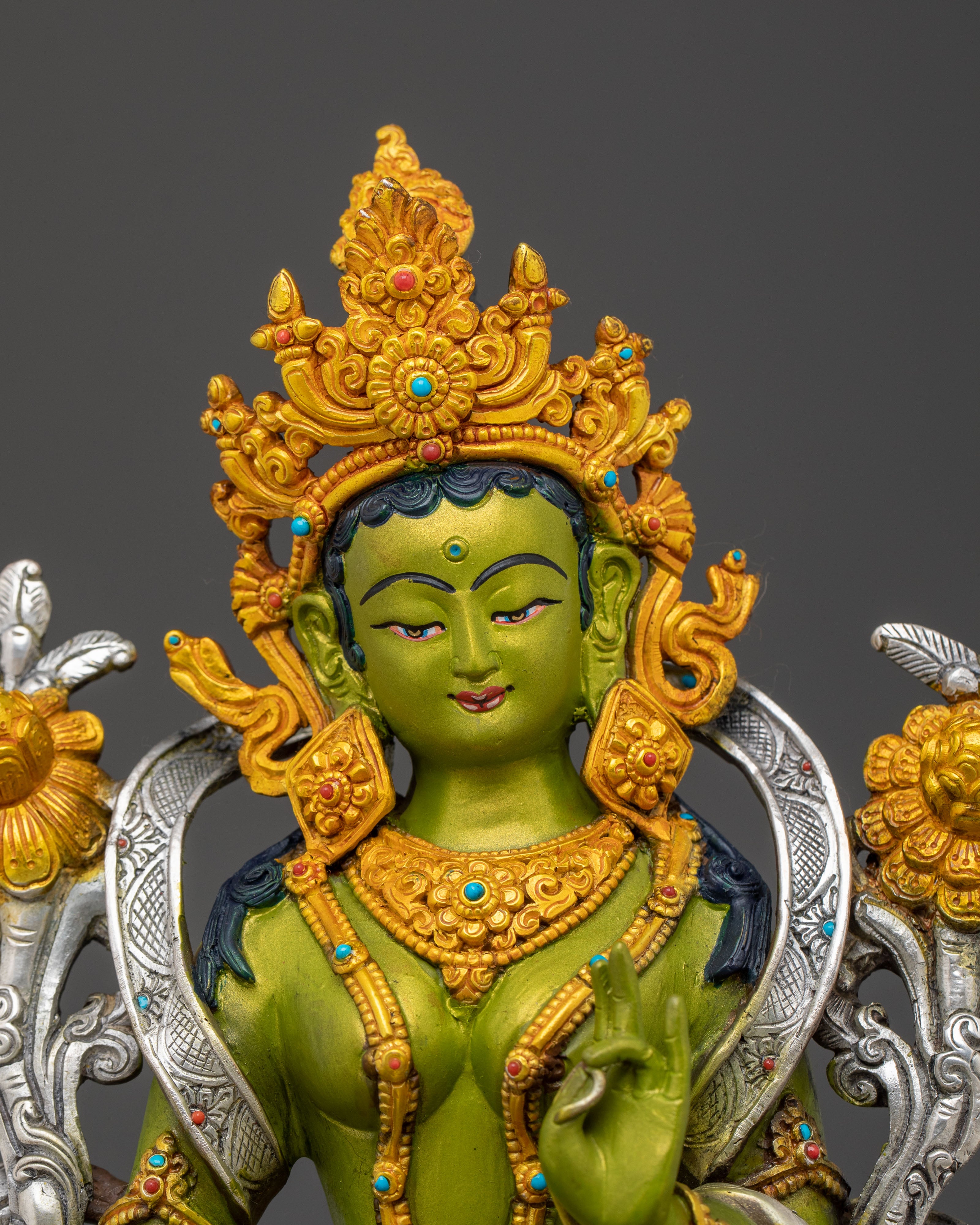 Green Tara Sculpture: Goddess of Compassion, Healing & Protection