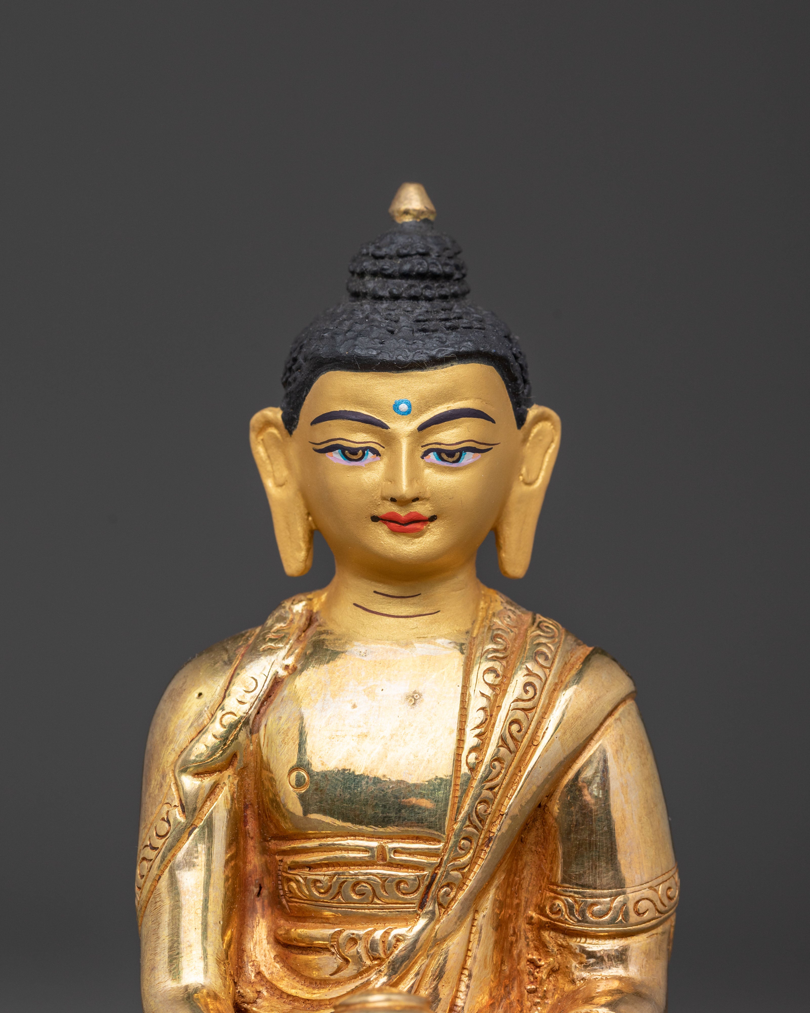 Tibetan Statue of Amitabha Buddha - Handcrafted 24K Gold Gilded