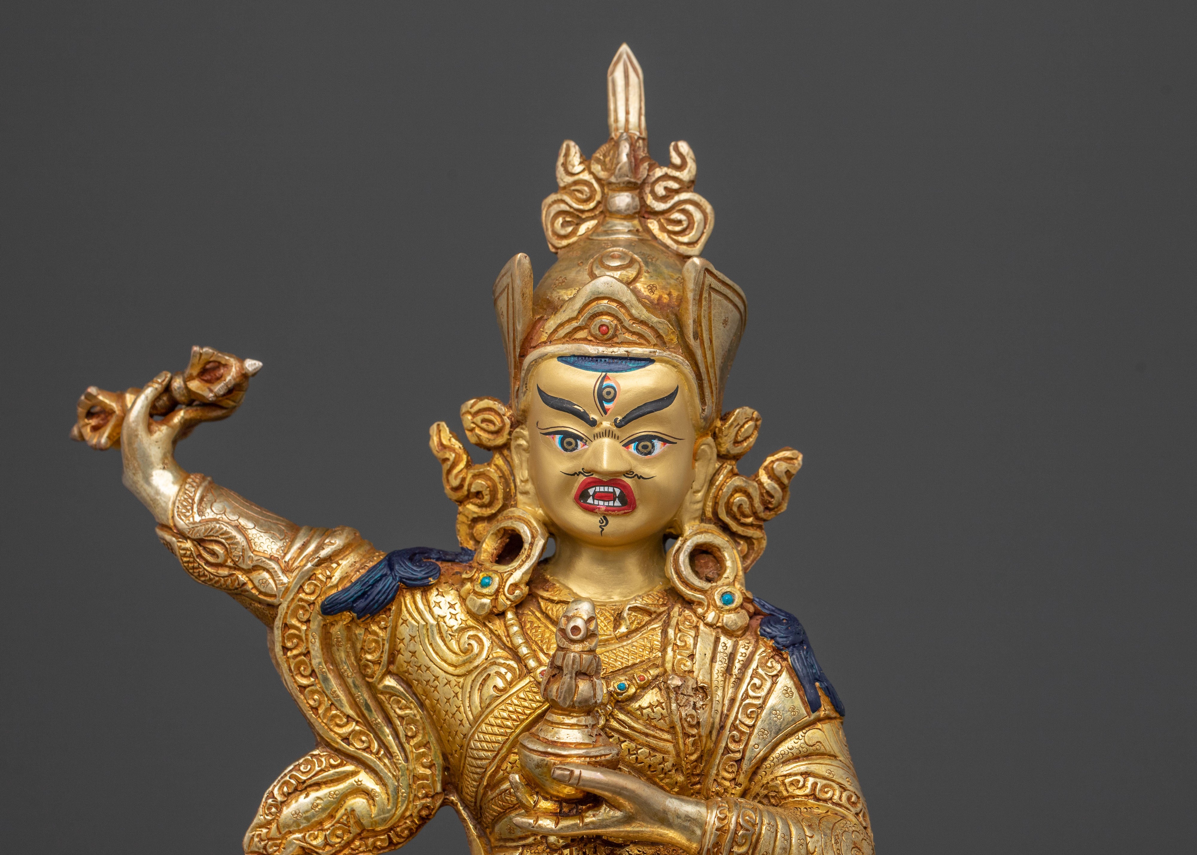 Dancing Guru Rinpoche Spiritual Sculpture | Handmade Tibetan Artwork