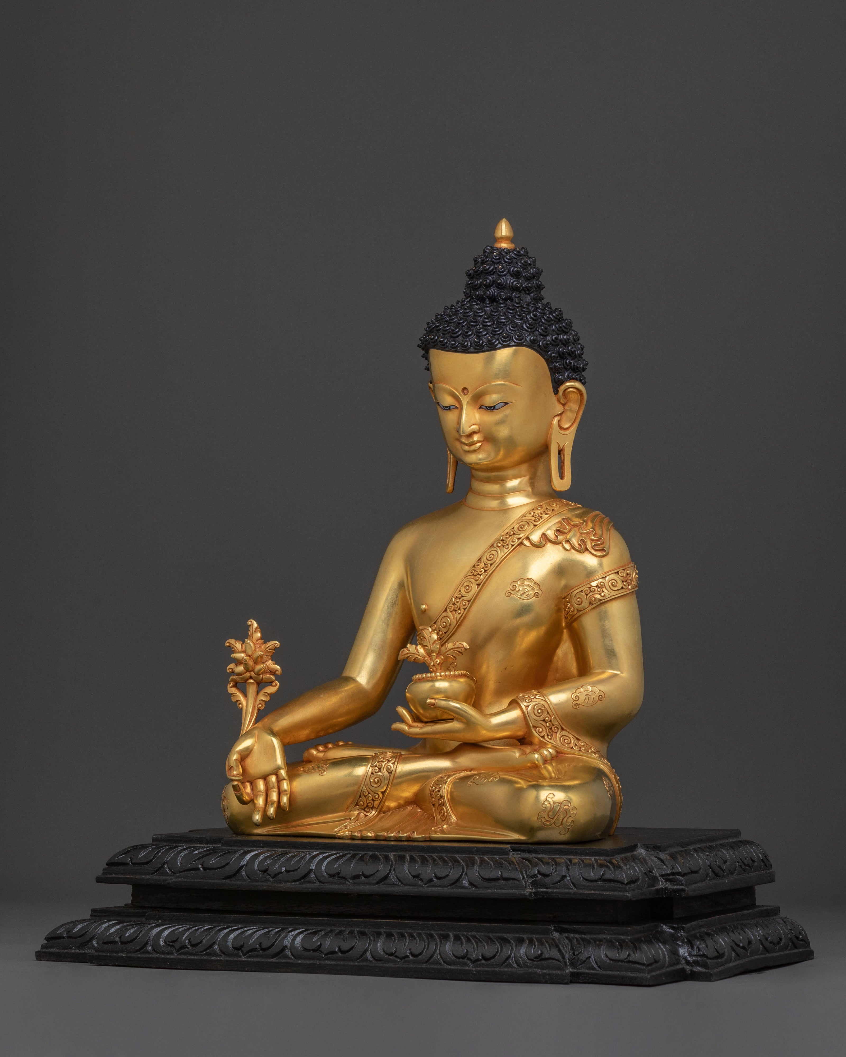 Handcrafted Medicine Buddha Spiritual Healing Statue | 24K Gold Gilding