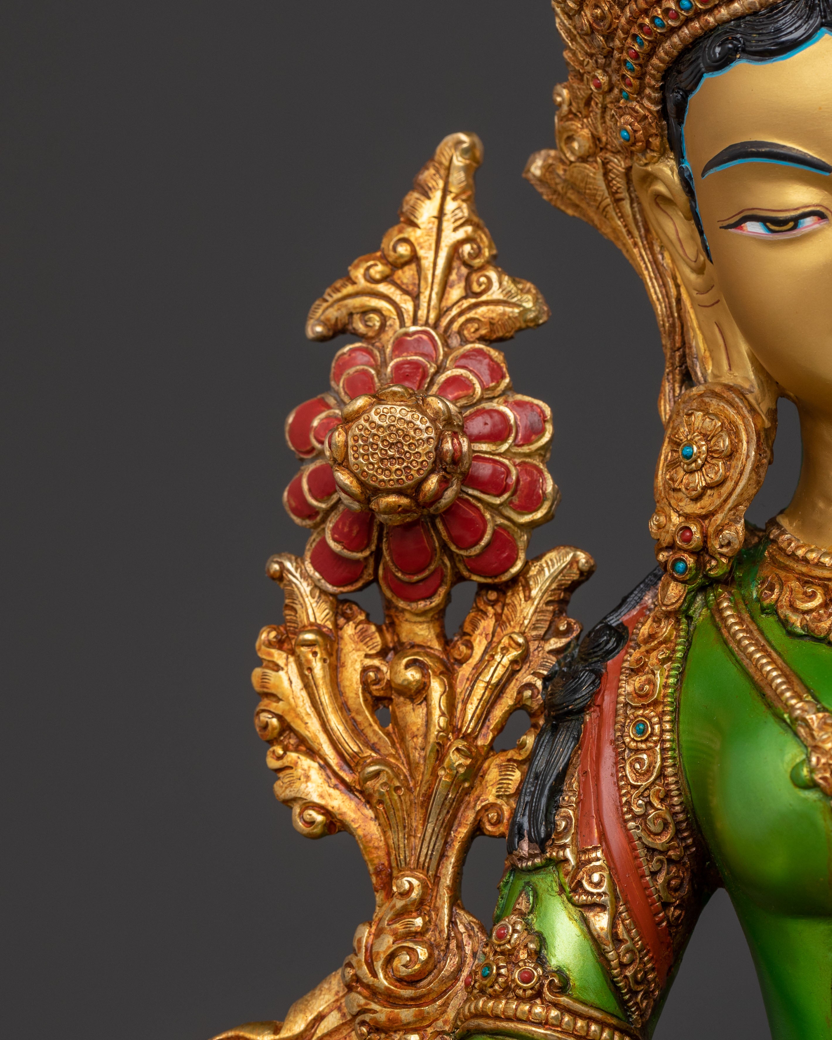 Mother Green Tara Statue | Lotus Seated Guardian