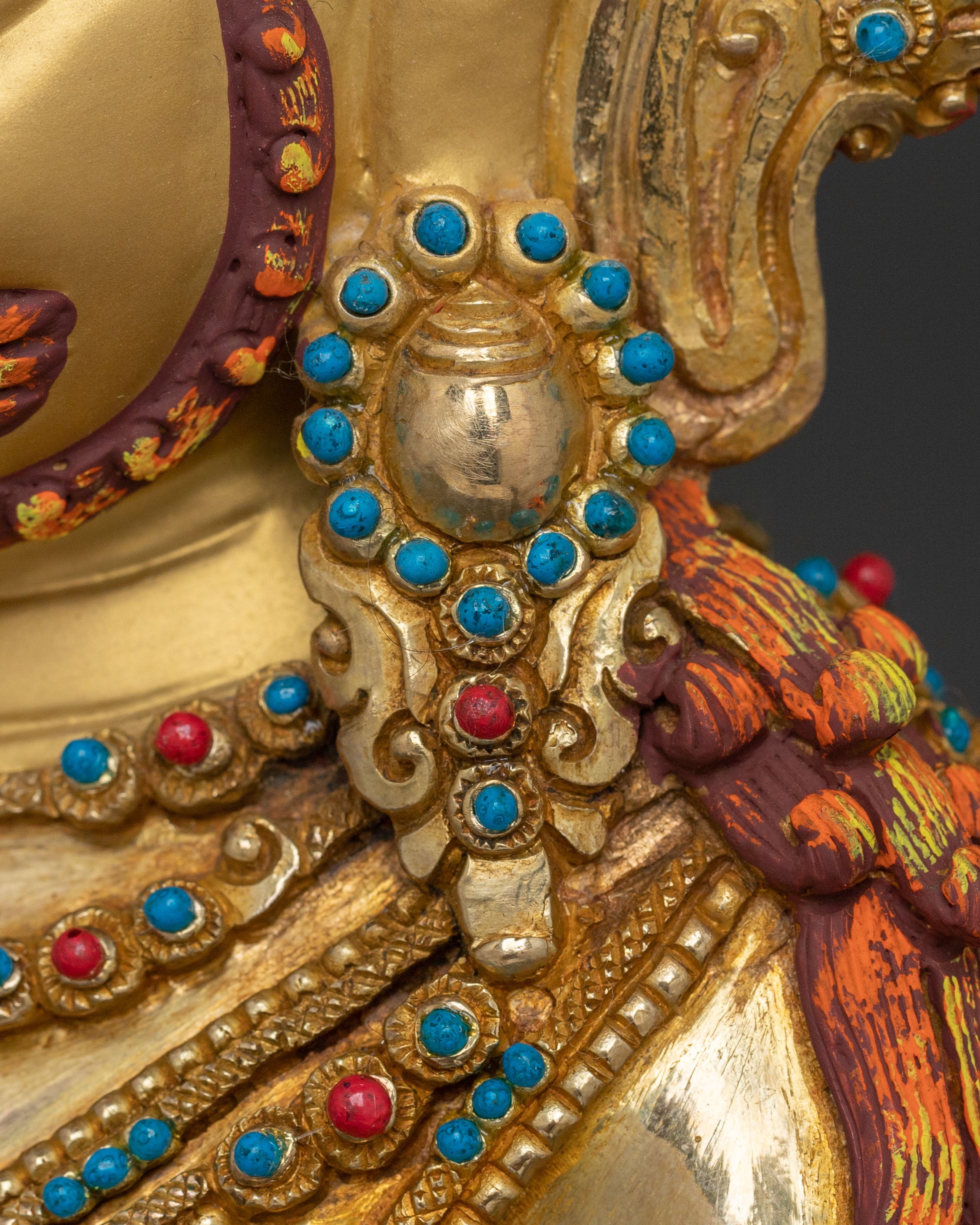 Green Dzambhala 24k Gold Glided Copper Statue | Buddhist Wealth Deity