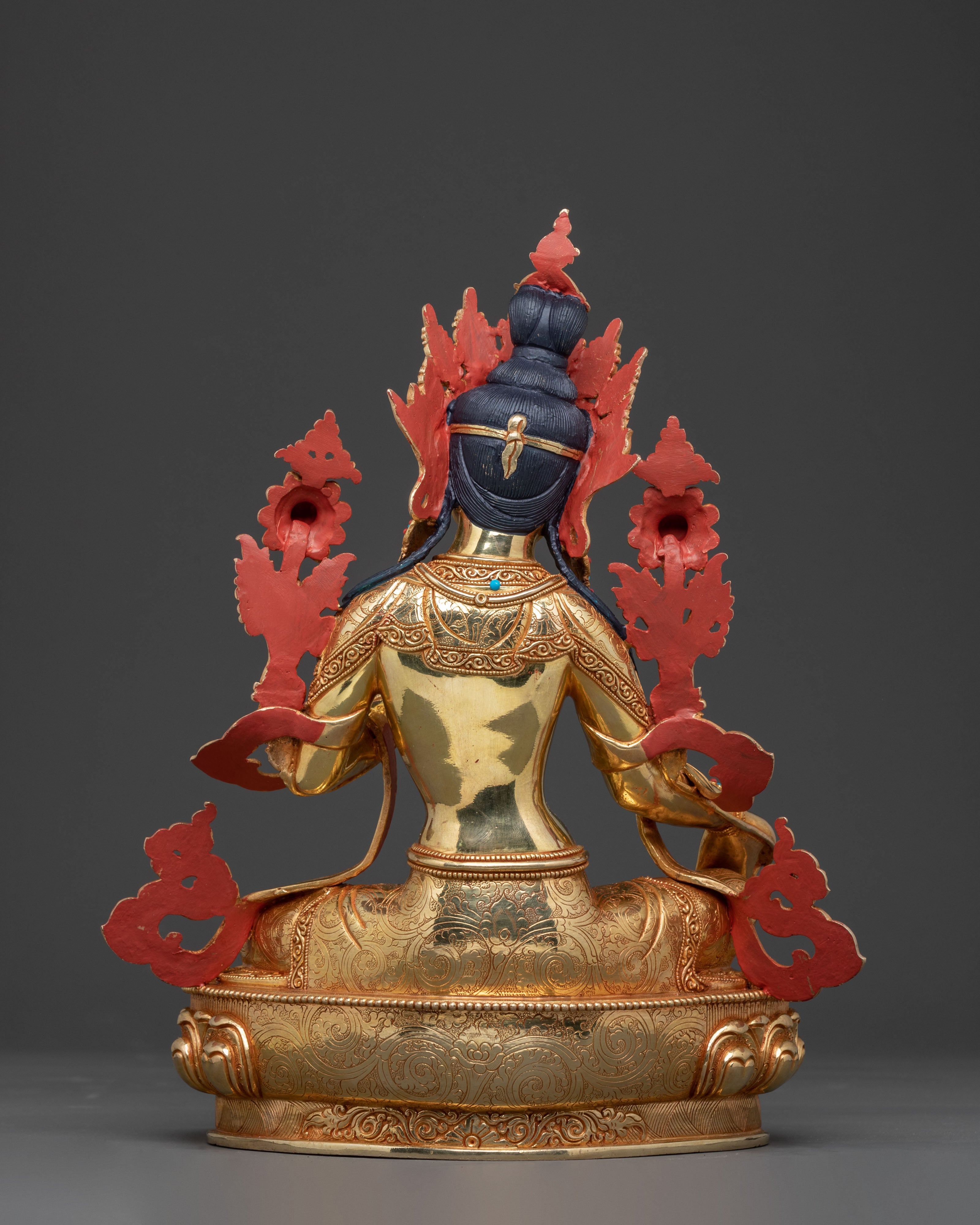 Green Tara Mercy Statue: Hand-Gilded Copper