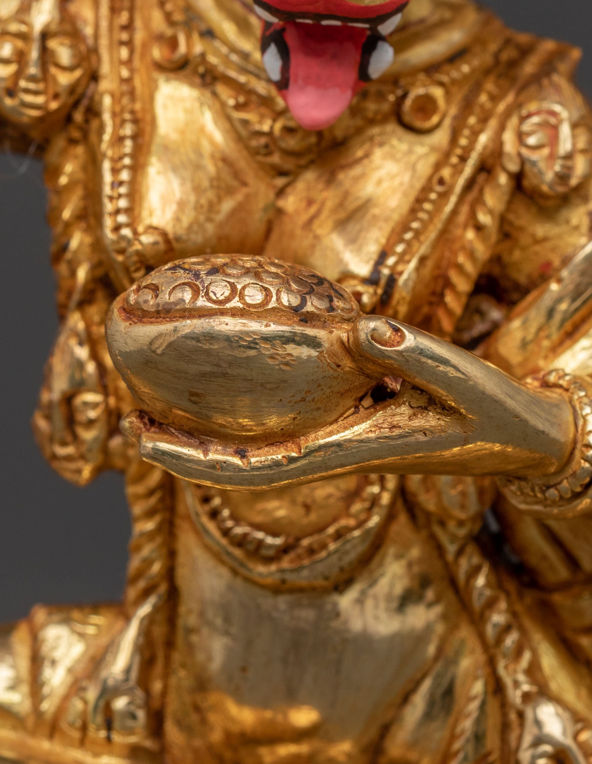 Fierce Guardian Simhamukha Statue – Gilded Copper Art