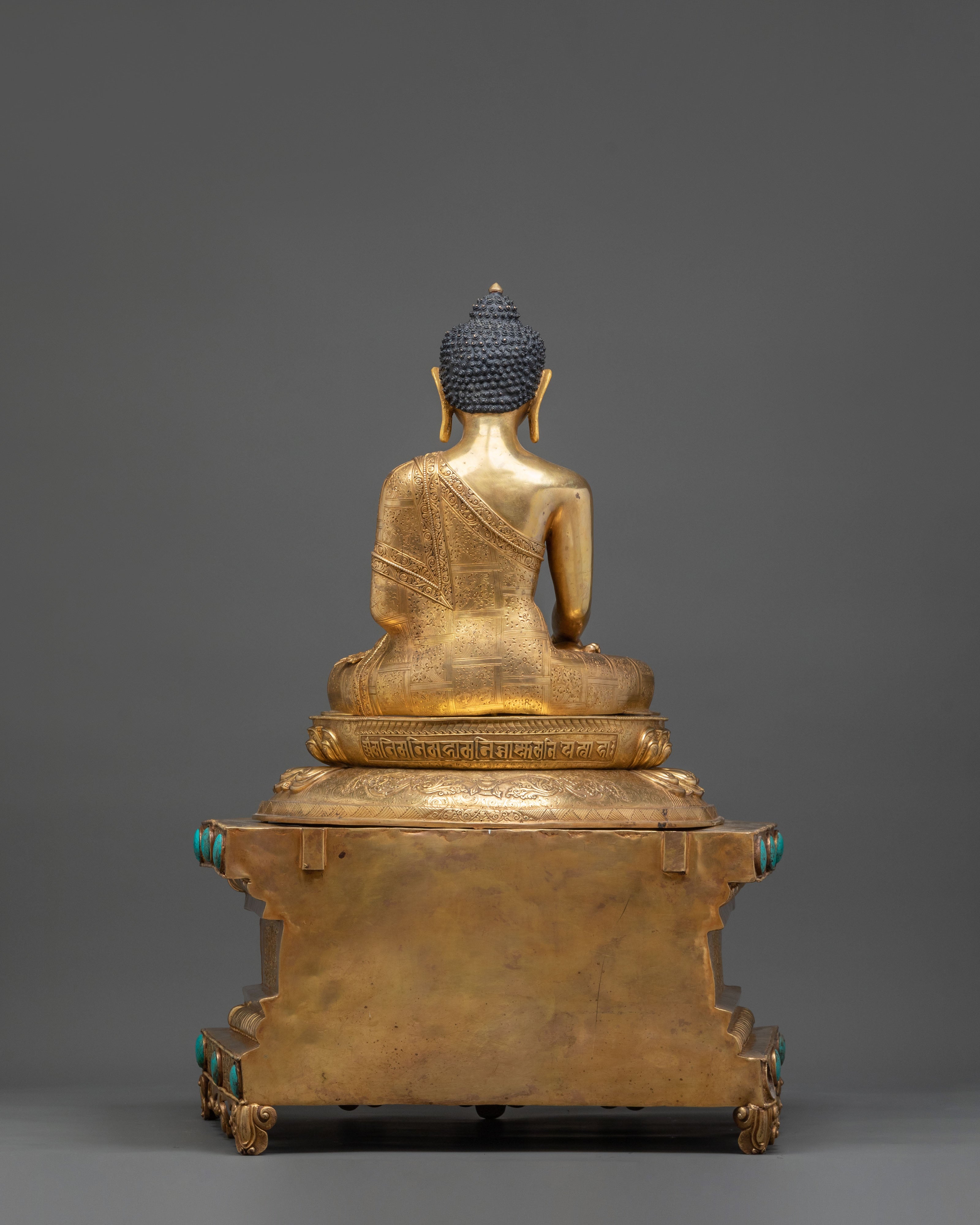 Shakyamuni Buddha Himalayan Statue Seated on a Throne