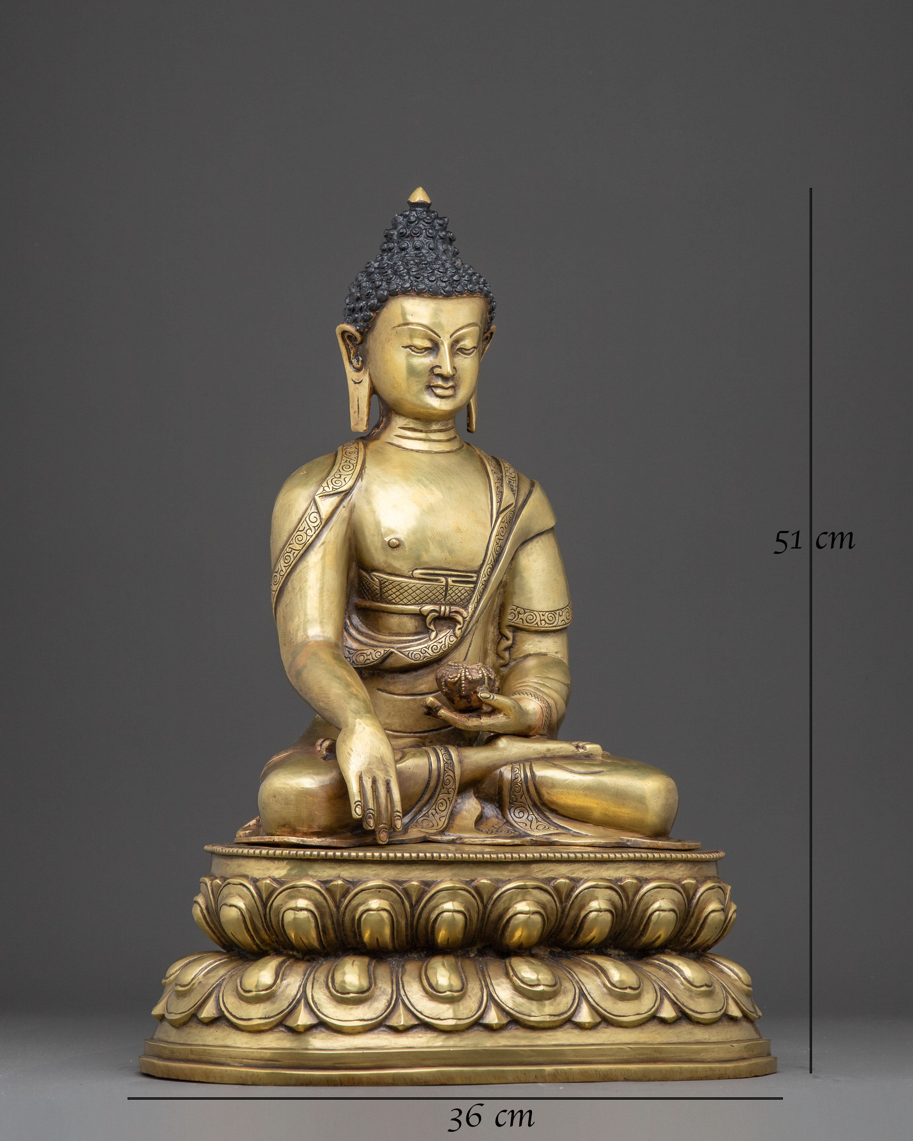 Radiant Copper Sculpture of Buddha Shakyamuni