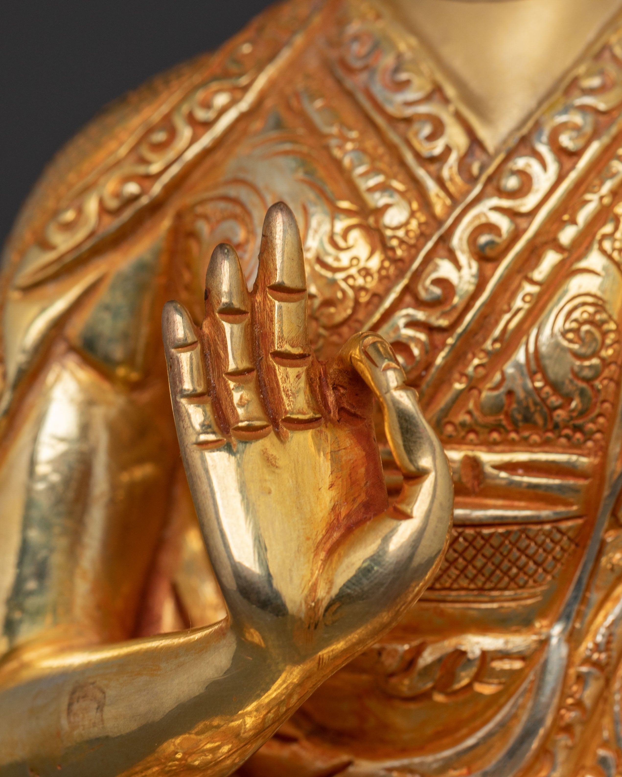 Tsongkhapa with Disciples 24K Gold Gilded Statue