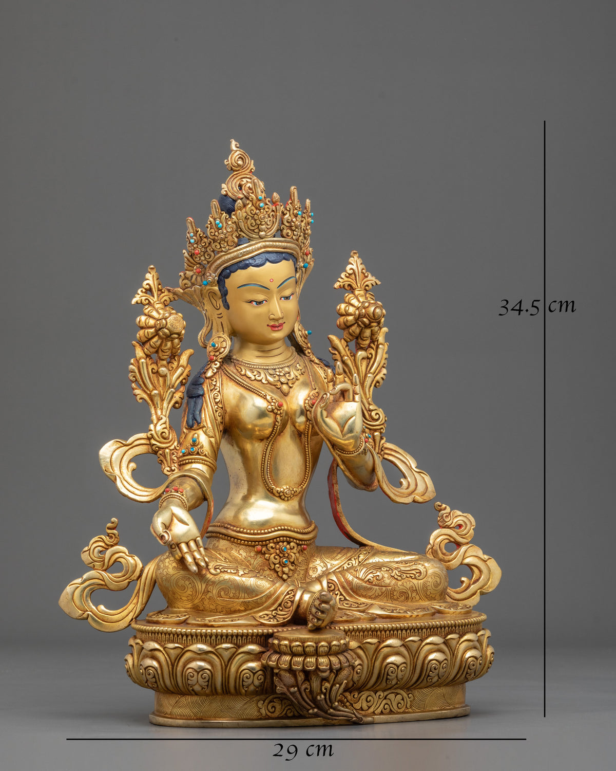 Green Tara Golden Statue | Handcrafted Buddhist Figurine