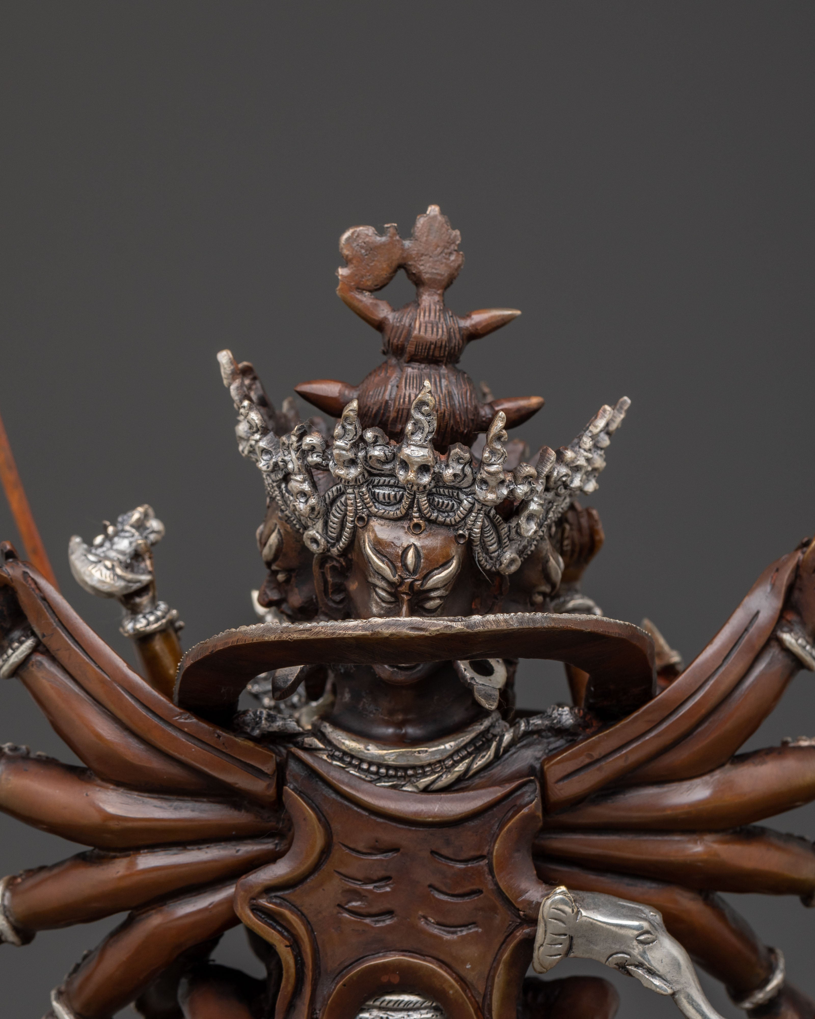 Chakrasambhara Spiritual Statue: Oxidized Tantric Deity