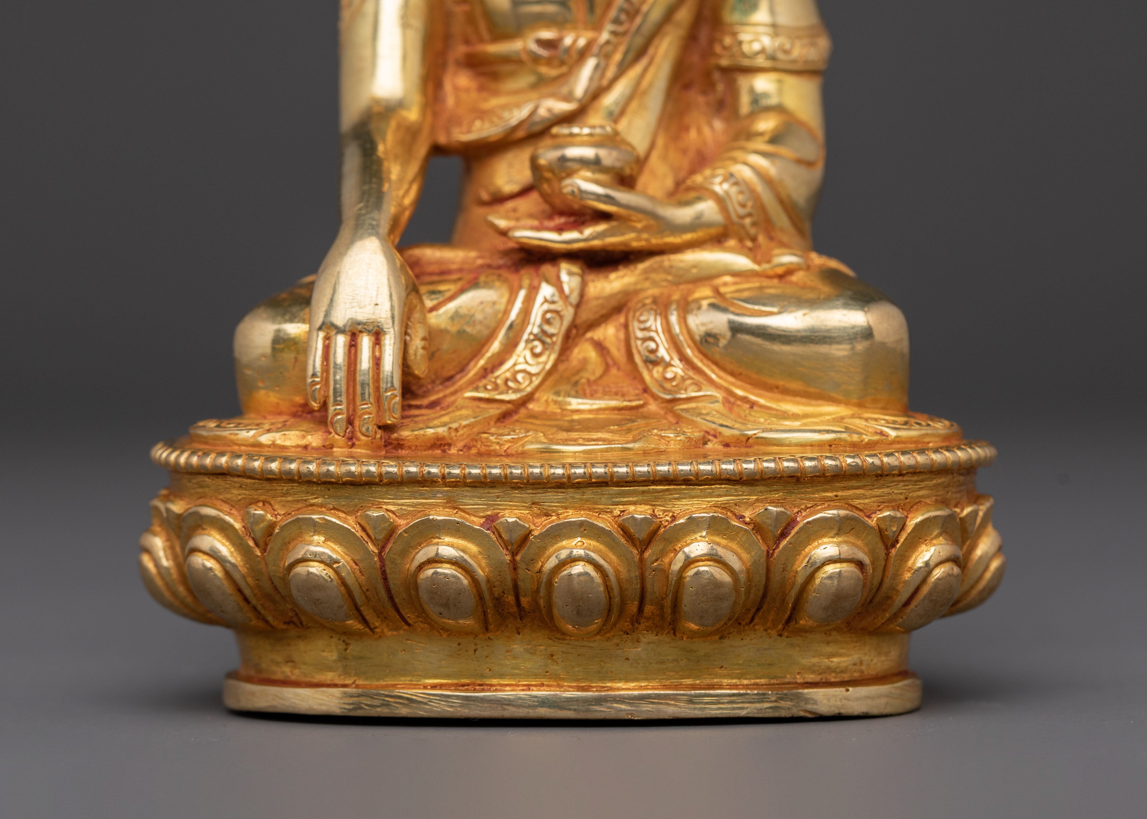 Sacred Shakyamuni Buddha Handcrafted Statue – 24K Gilded Copper