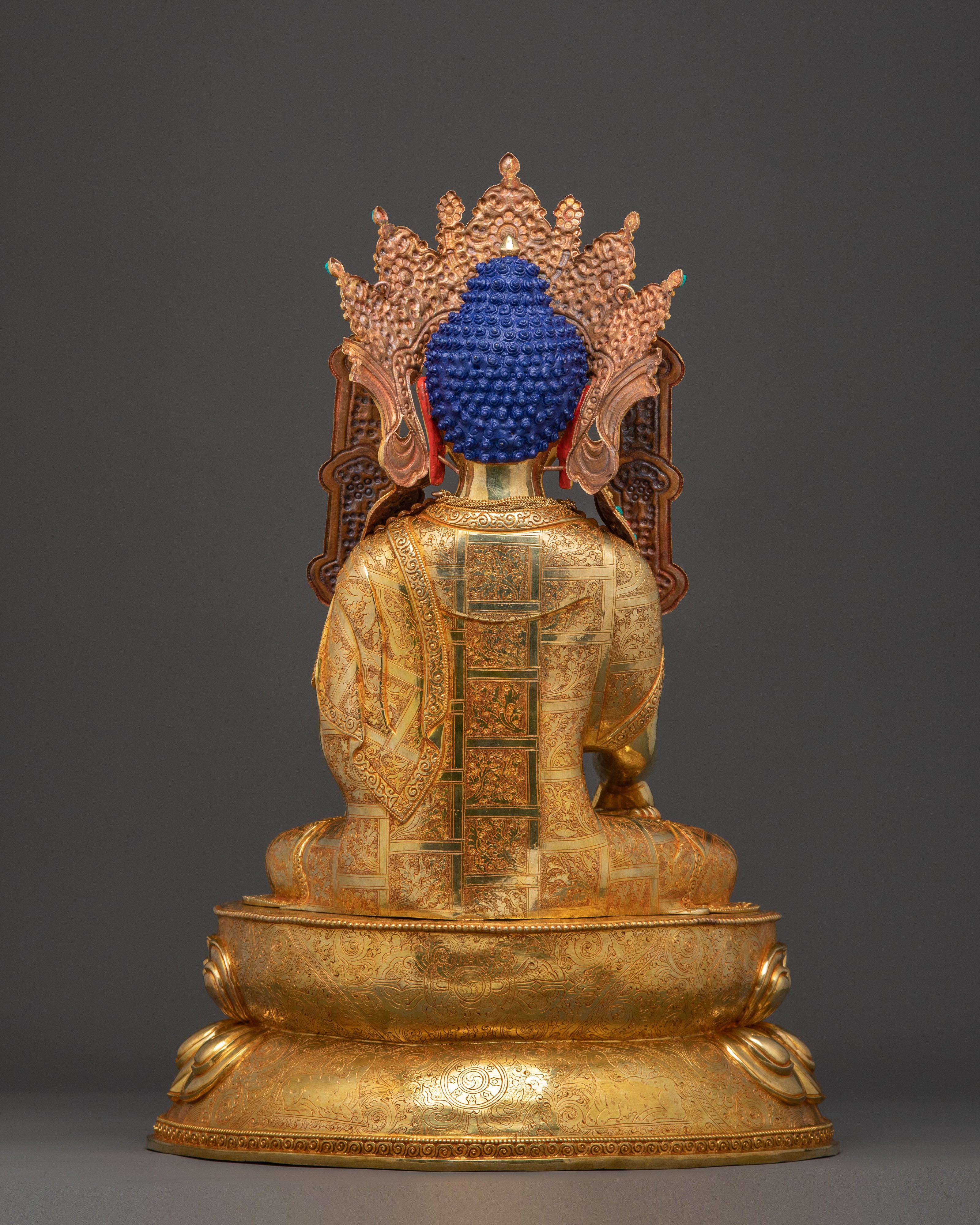 Crown Shakyamuni Buddha Statue - 24K Gold Gilded Art
