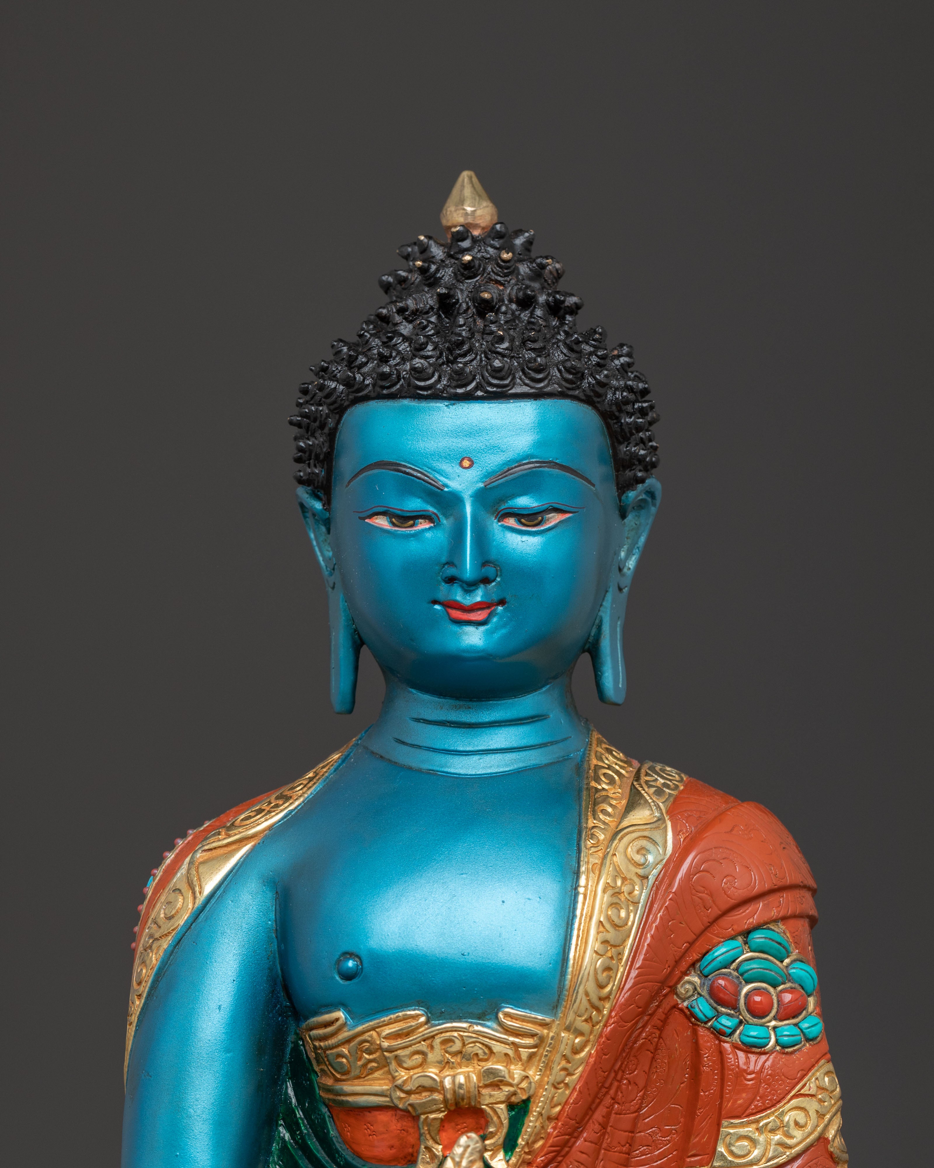 Medicine Buddha Handcrafted Sacred Statue | 24K Gold Gilded Statue