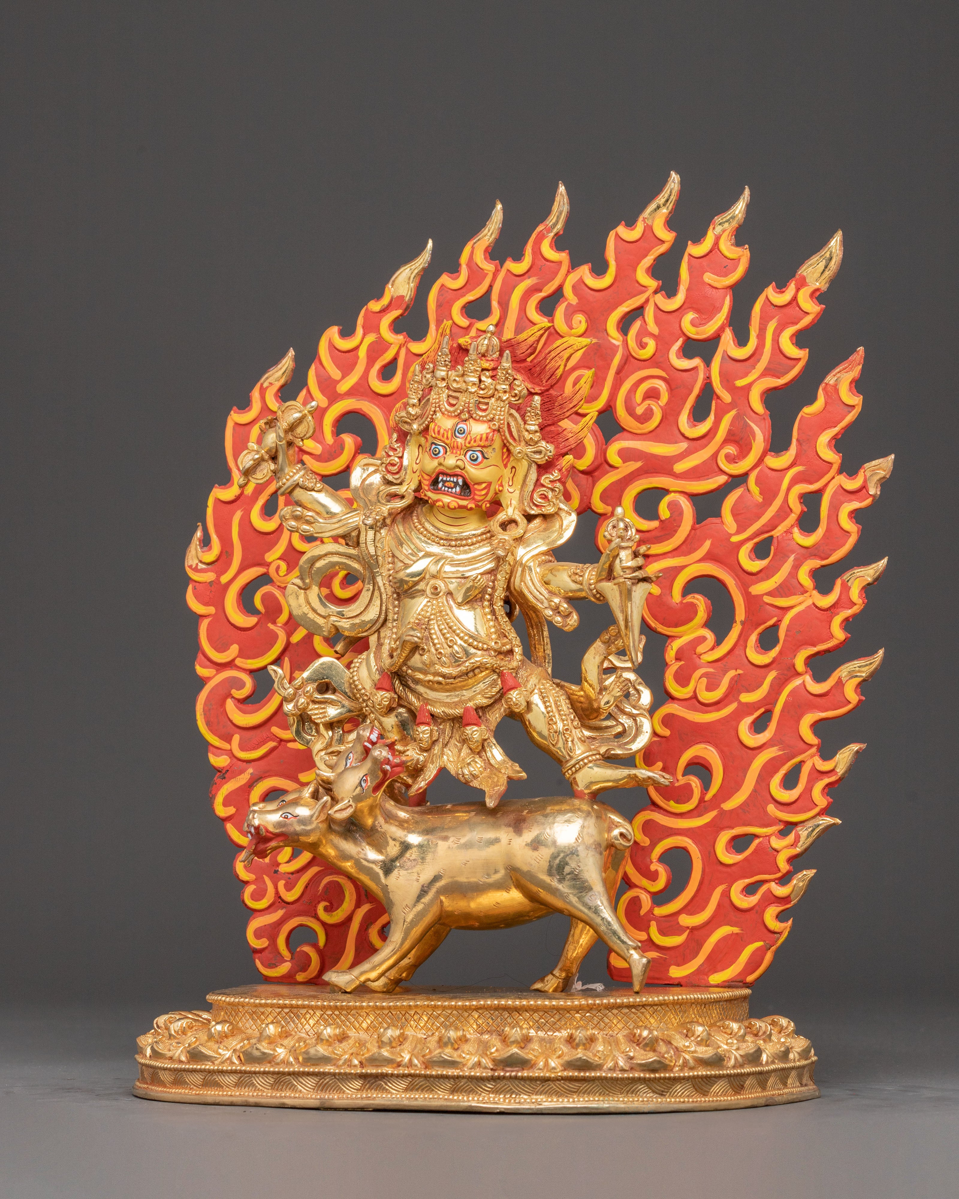 Handmade Dorje Gotrab Golden Statue | Tibetan Buddhist Deity
