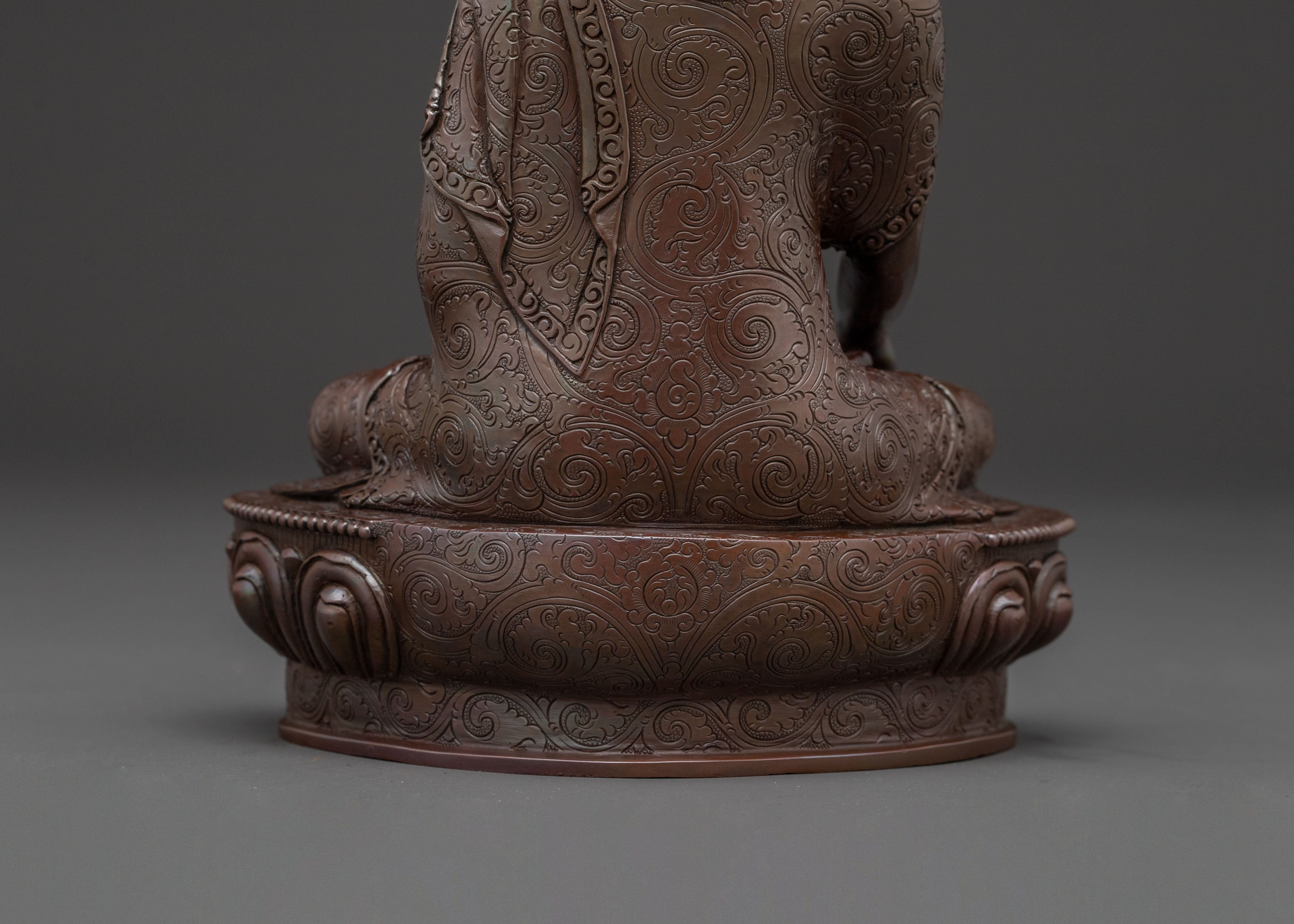 Shakyamuni Buddha Copper Oxidized Statue: Serene Himalayan Art