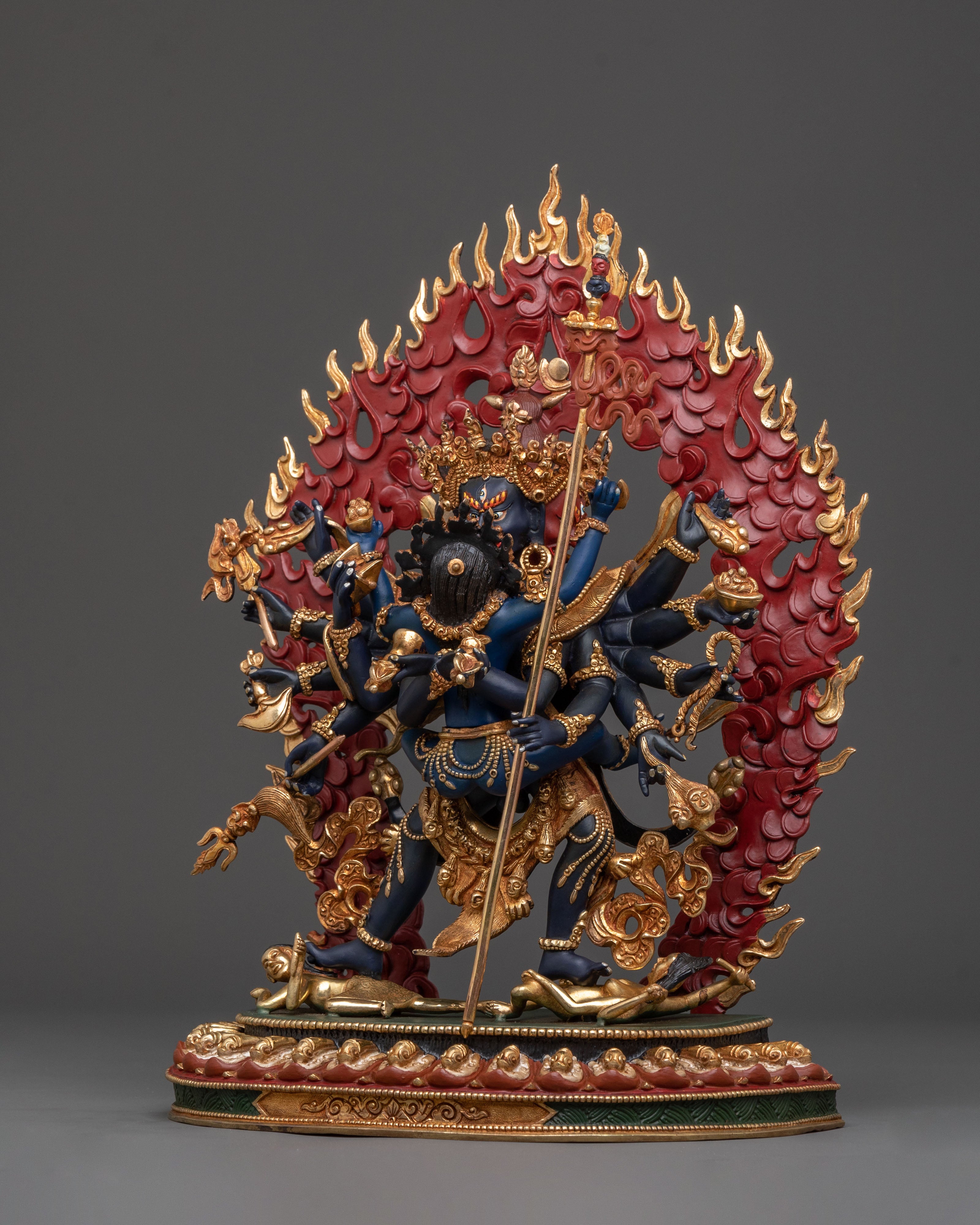 Chakrasamvara With Vajravarahi: 24K Gold Gilded Sculpture