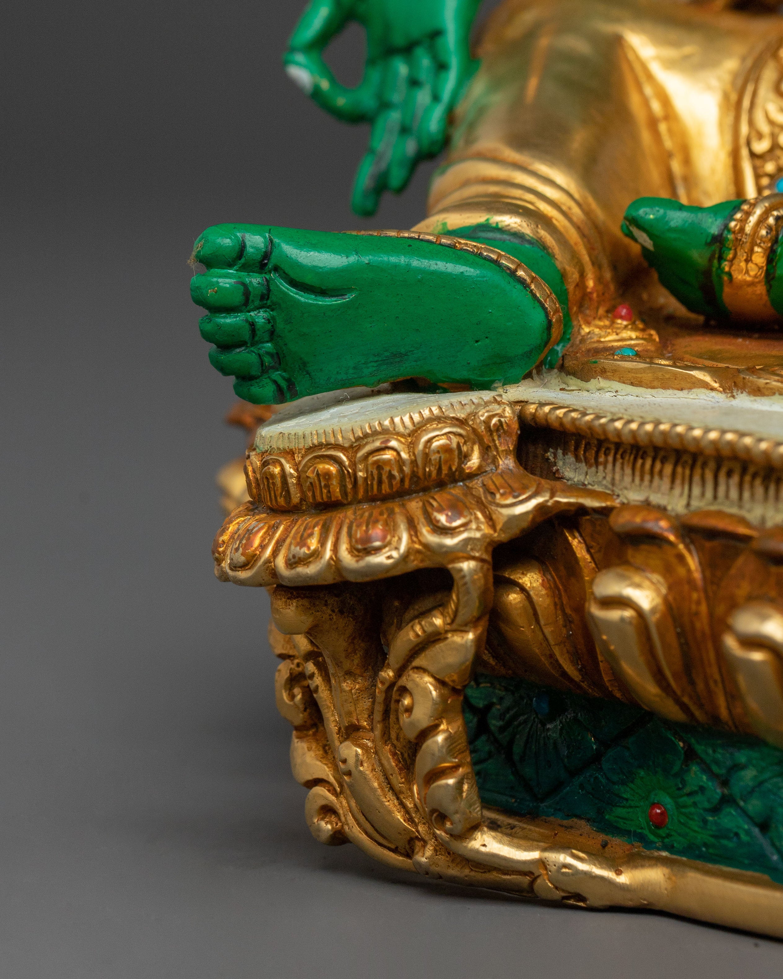 Green Tara Traditional Statue of Protection - Handcrafted Serenity