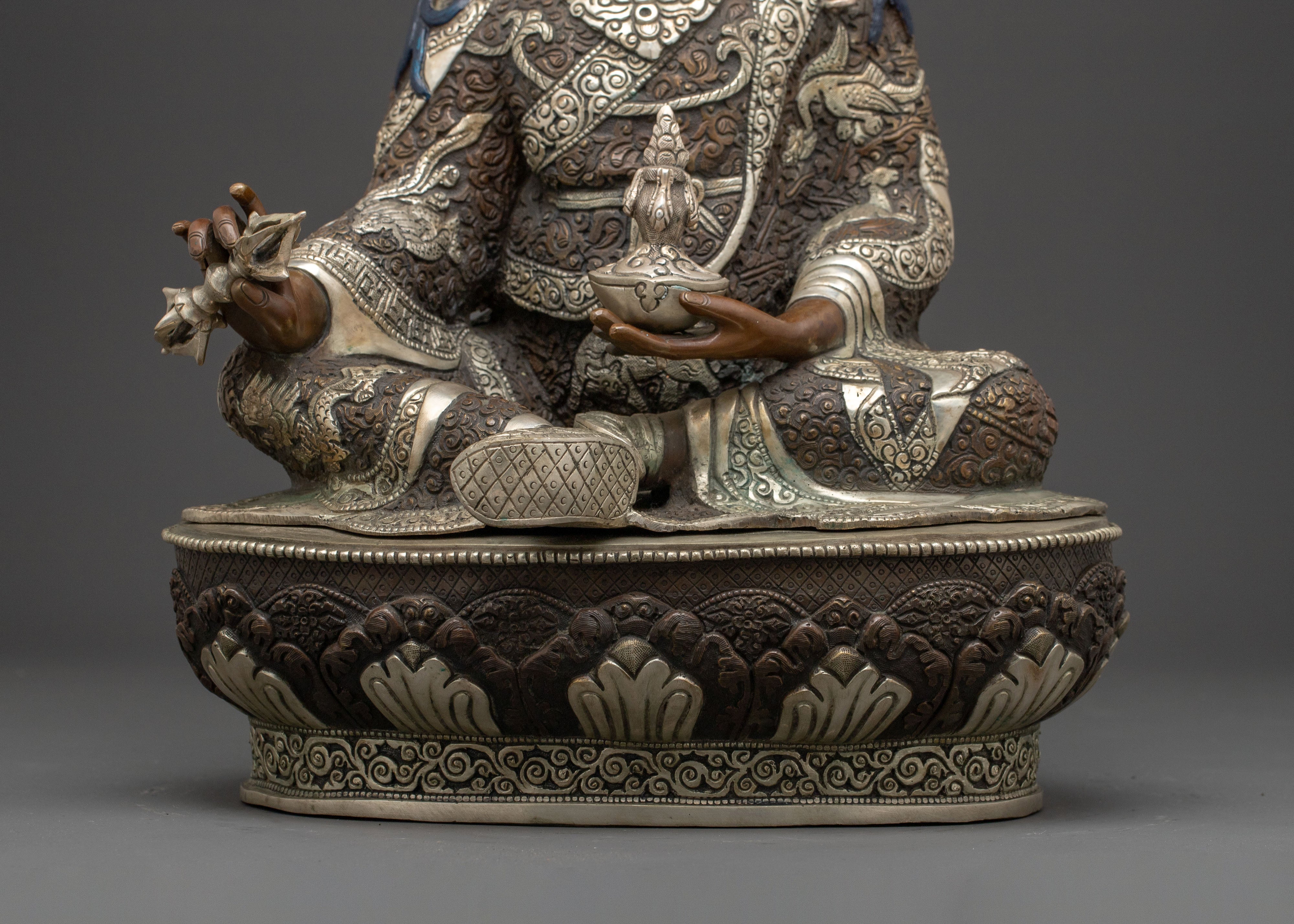 Padmasambhava Copper Statue for Altars – Hand-Gilded Serenity