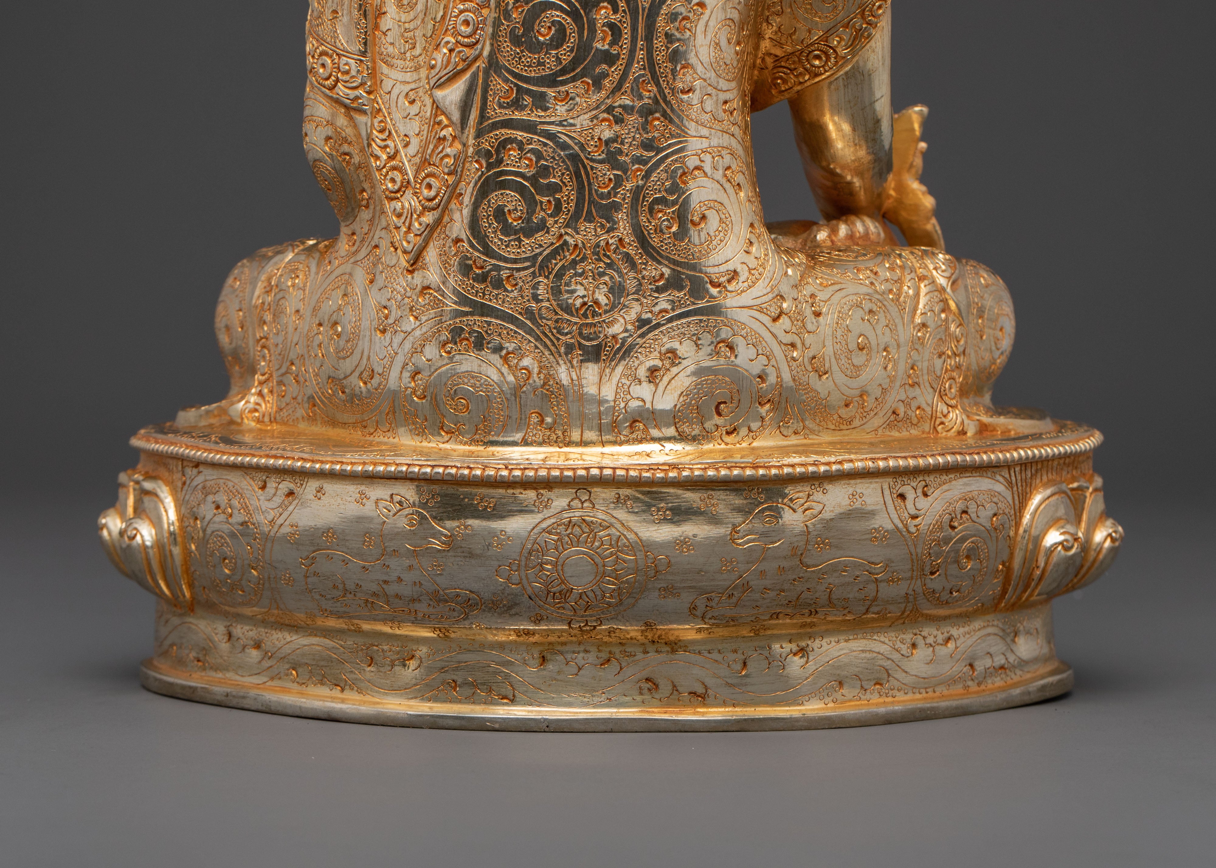 Medicine Buddha Serene Statue | Gold Gilded Buddhist Art