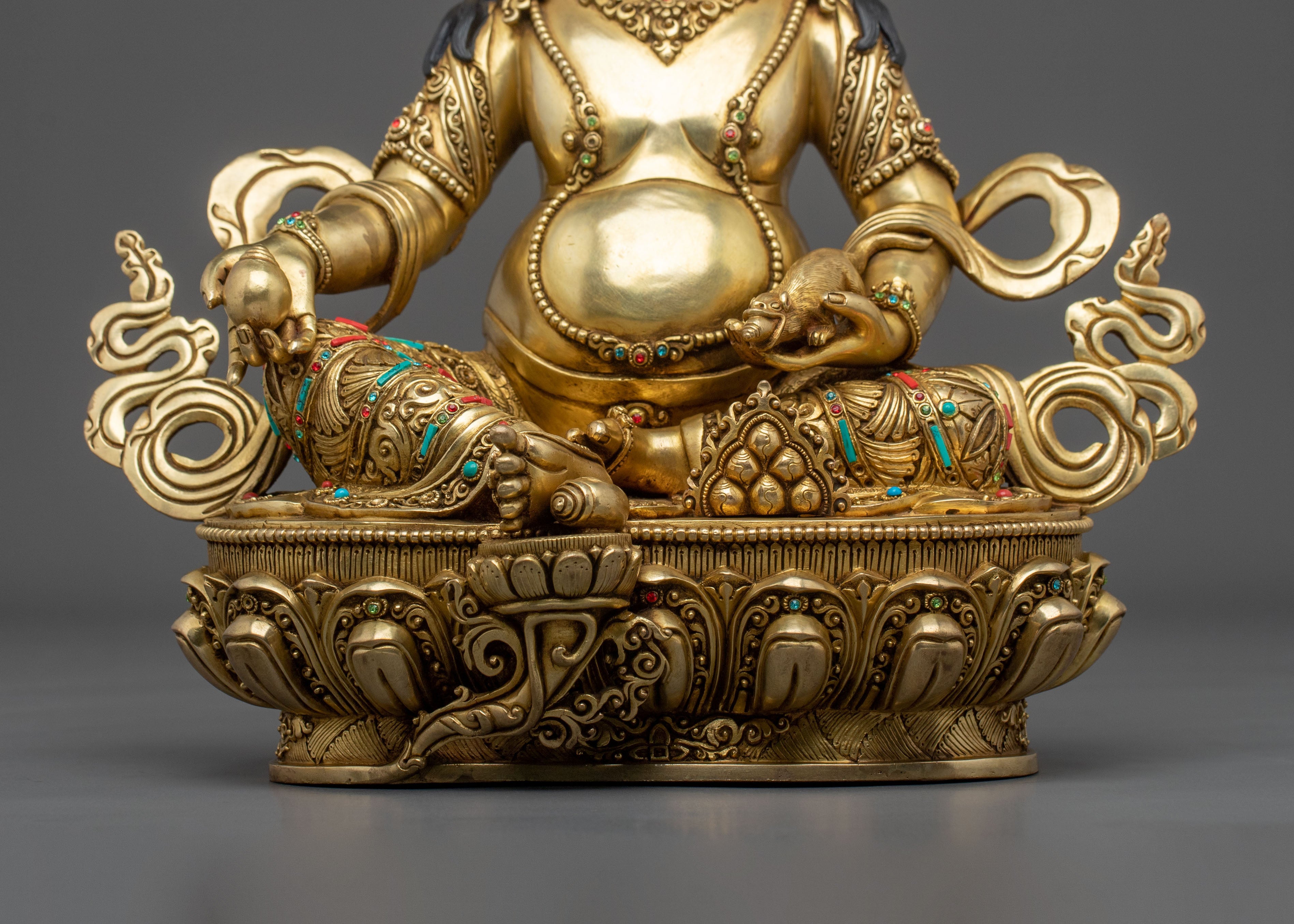 Dzambhala Acrylic Painted Sculpture | Golden Figurine