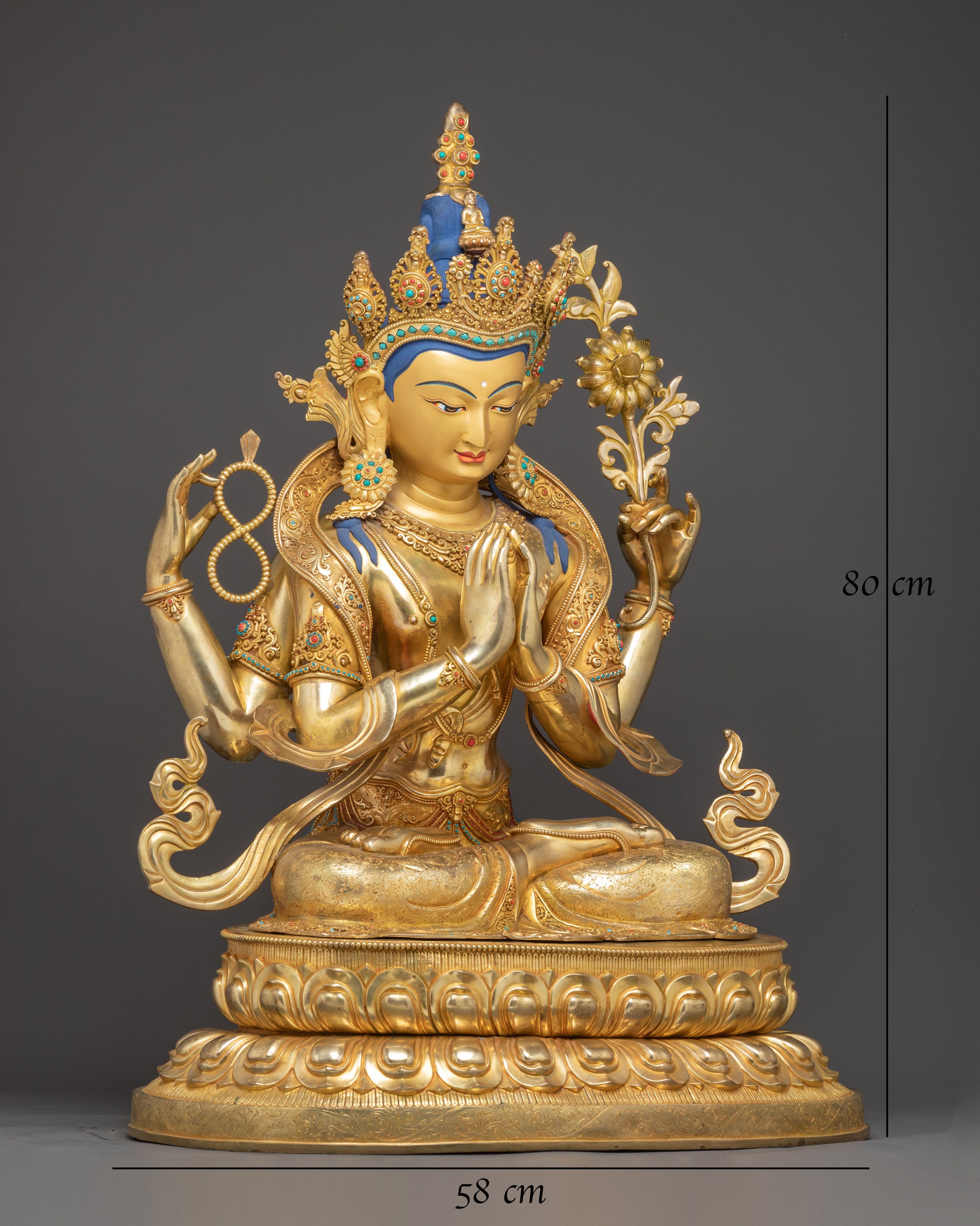 Handmade Golden Statue of Chenrezig