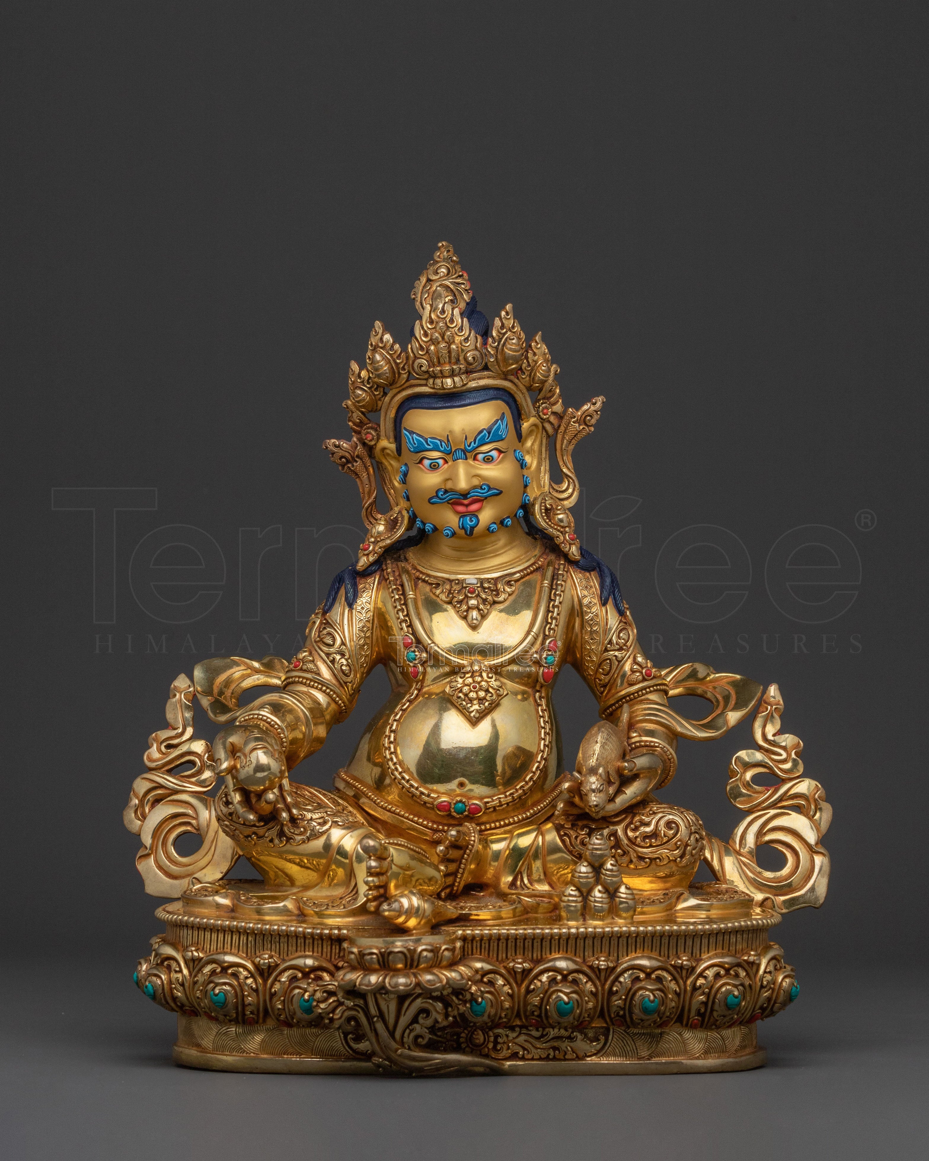 Prosperous Dzambhala Wealth Statue – Gilded Masterpiece
