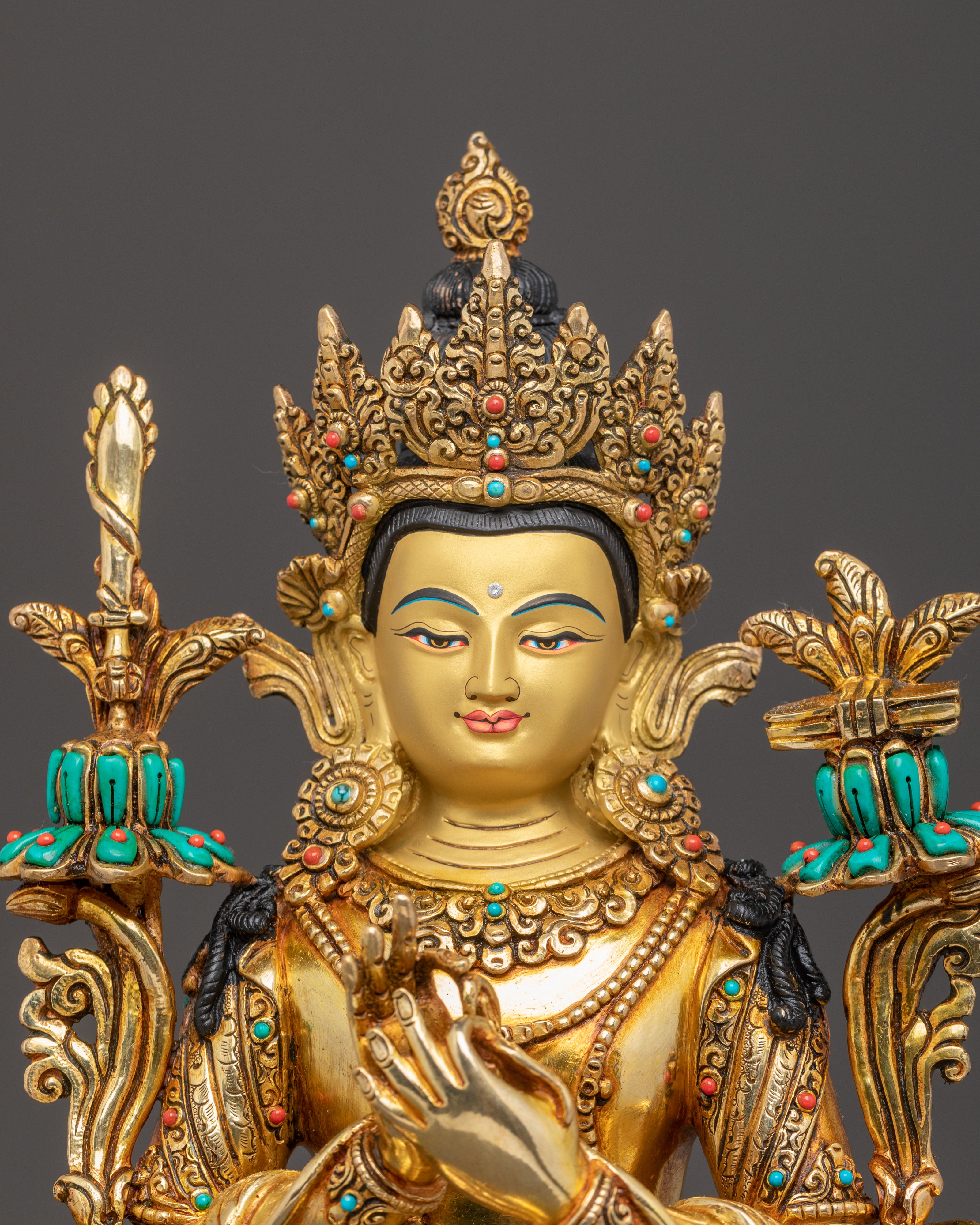 Divine Statue of Simhanada Manjushri | Himalayan Handcrafted Art