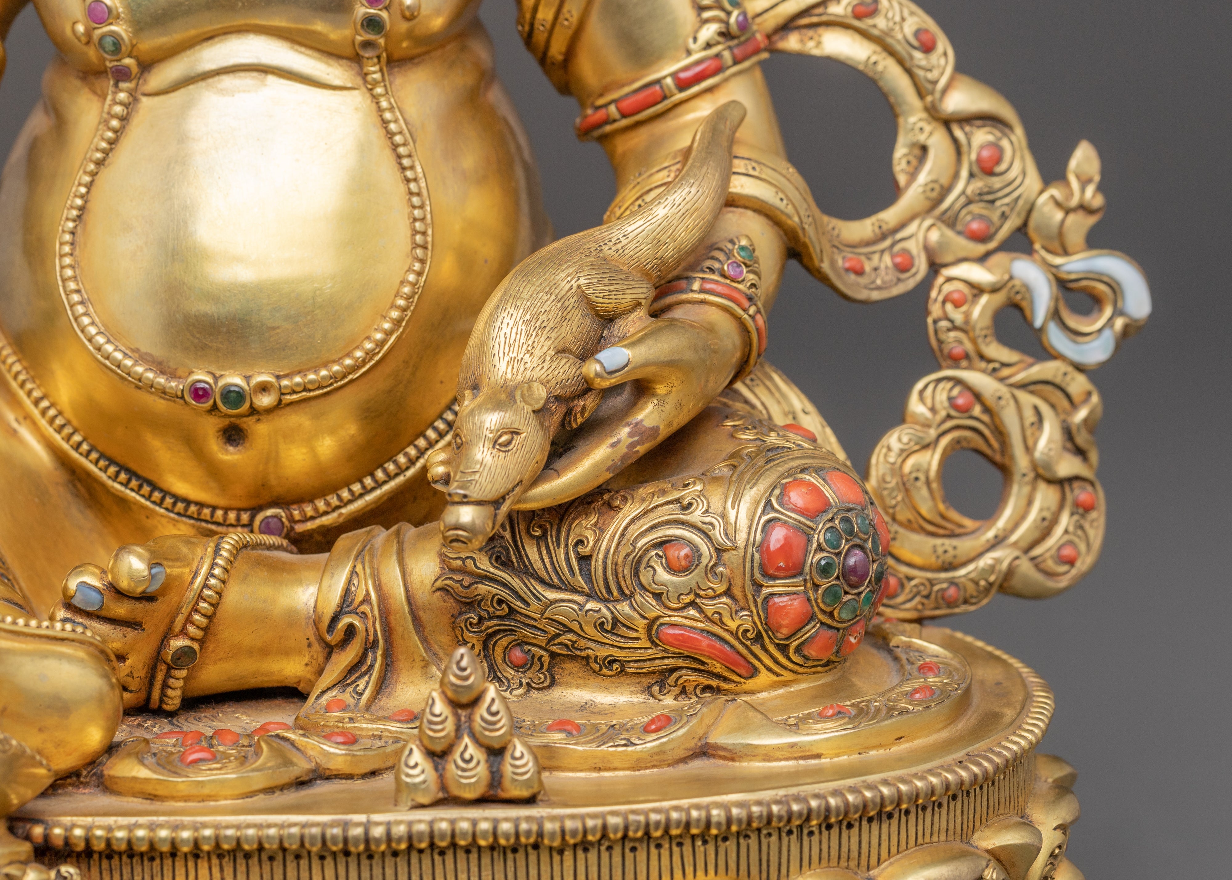 Statue of Dzambhala, Buddhist Wealth Deity | 24K Gold Gilded Wealth God