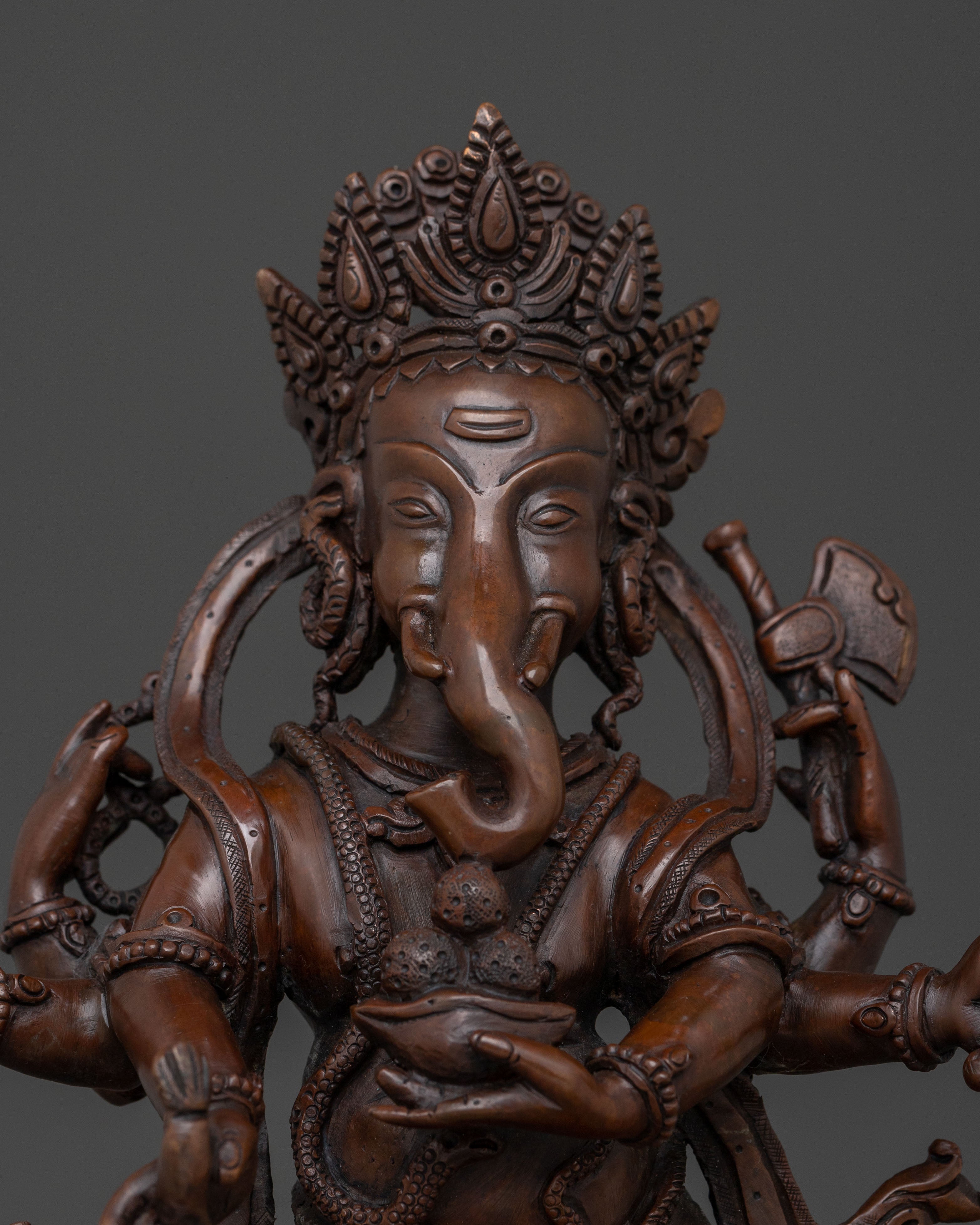 God Ganesh: Oxidized Copper Handcrafted Sculpture