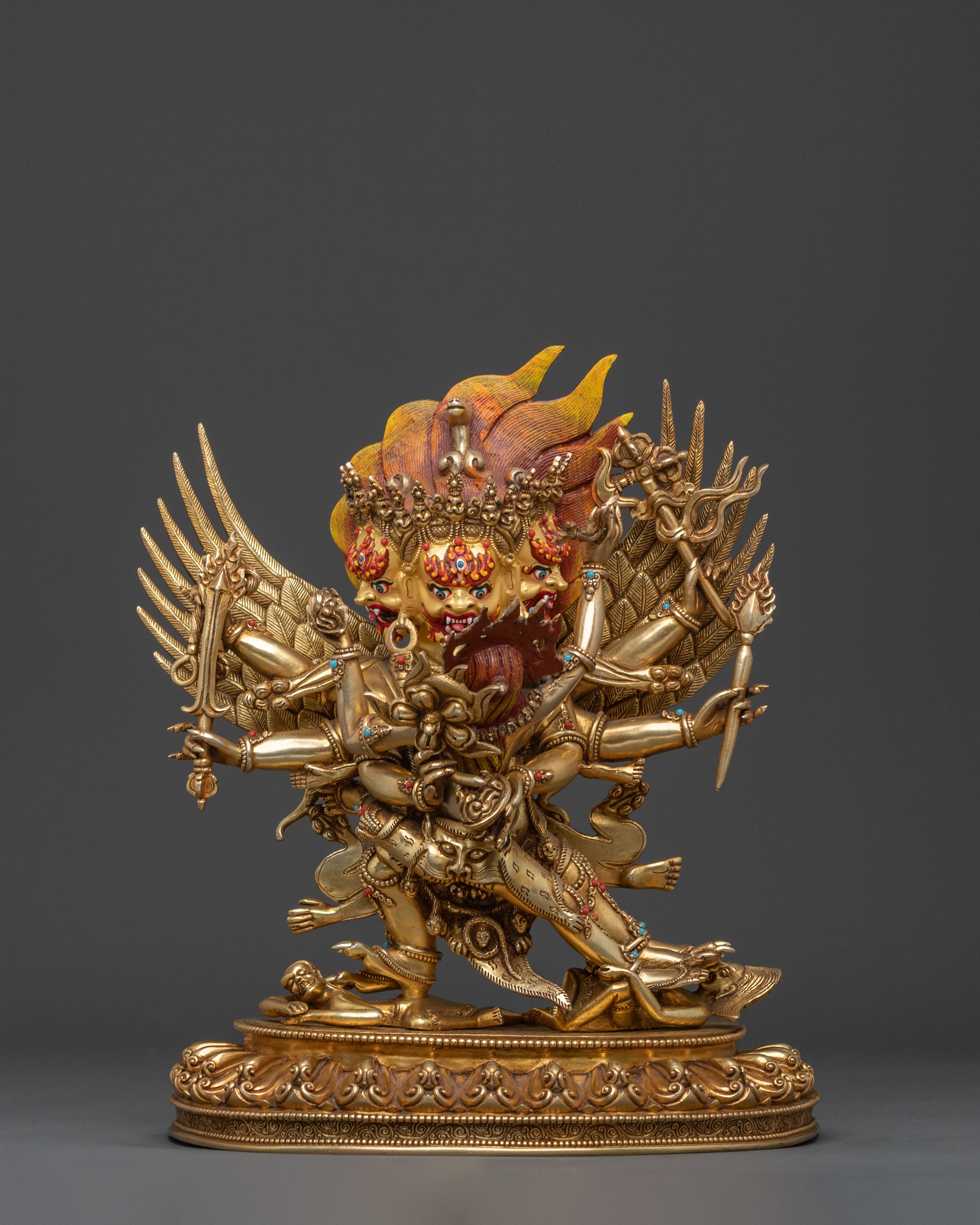 Hevajra Statue: 24k Gold Gilded Buddhist Deity