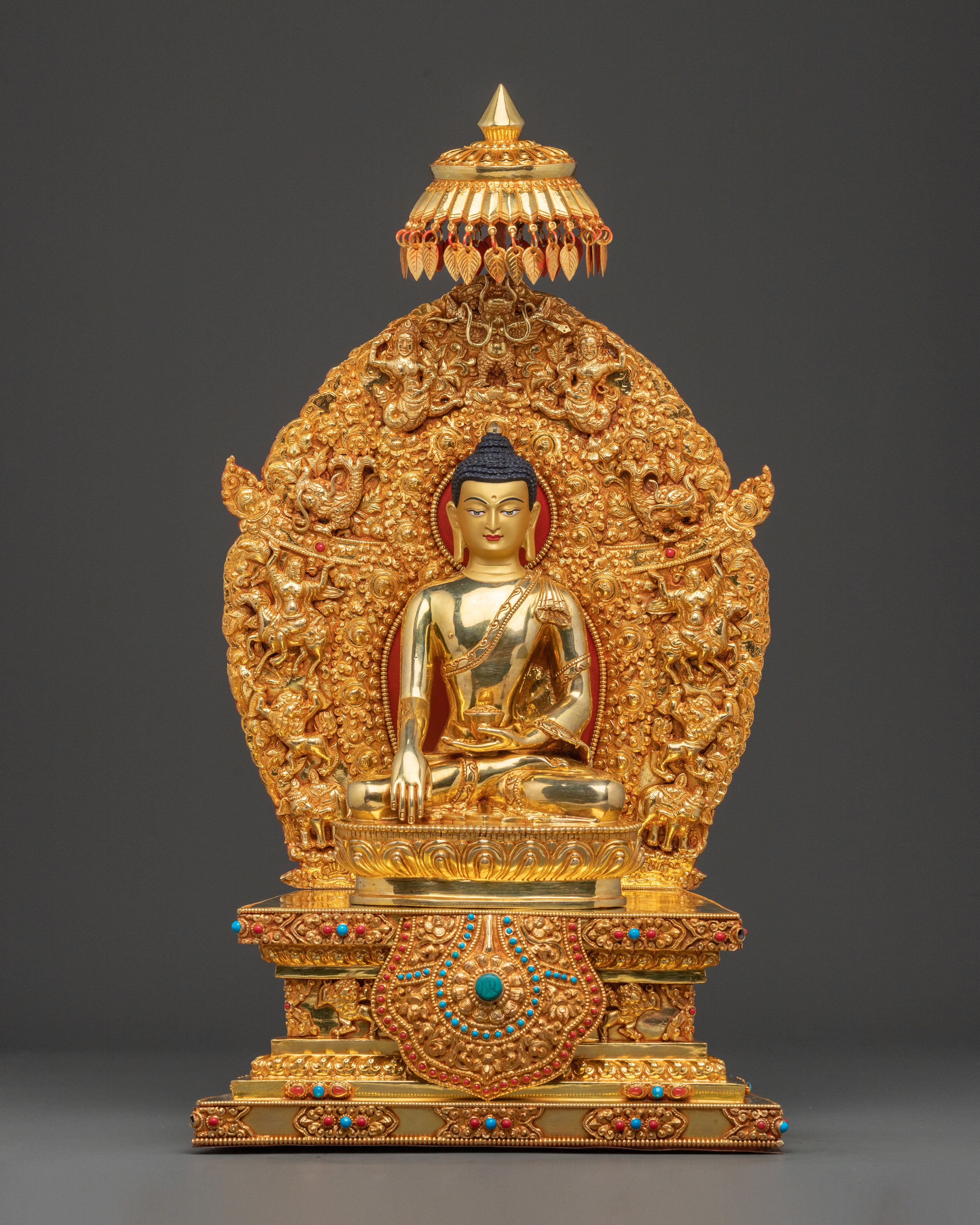 Shakyamuni Buddha Sacred Statue with Throne | Spiritual Altar
