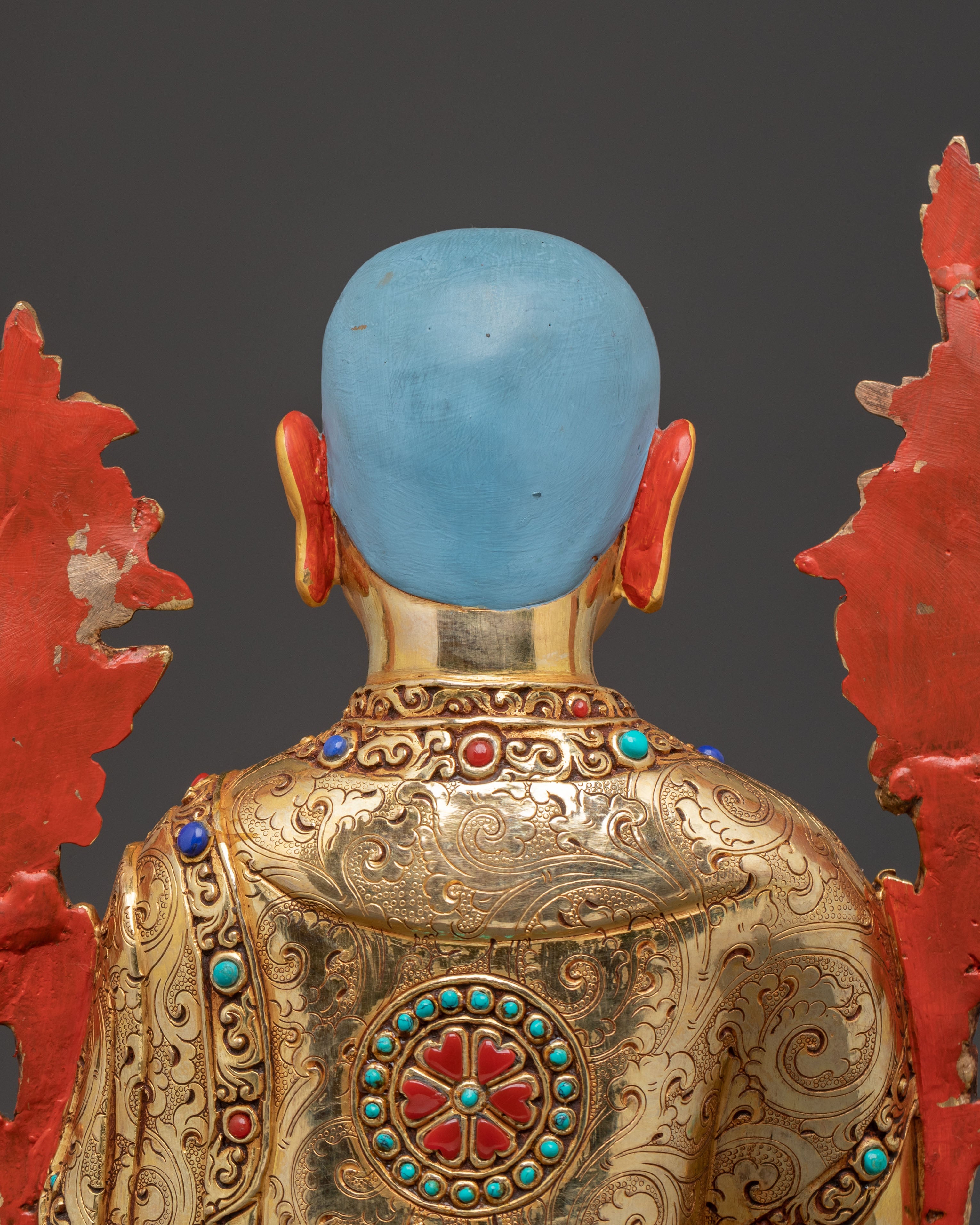 Tsongkhapa 24K Gold Gilded Statue Set for Altar