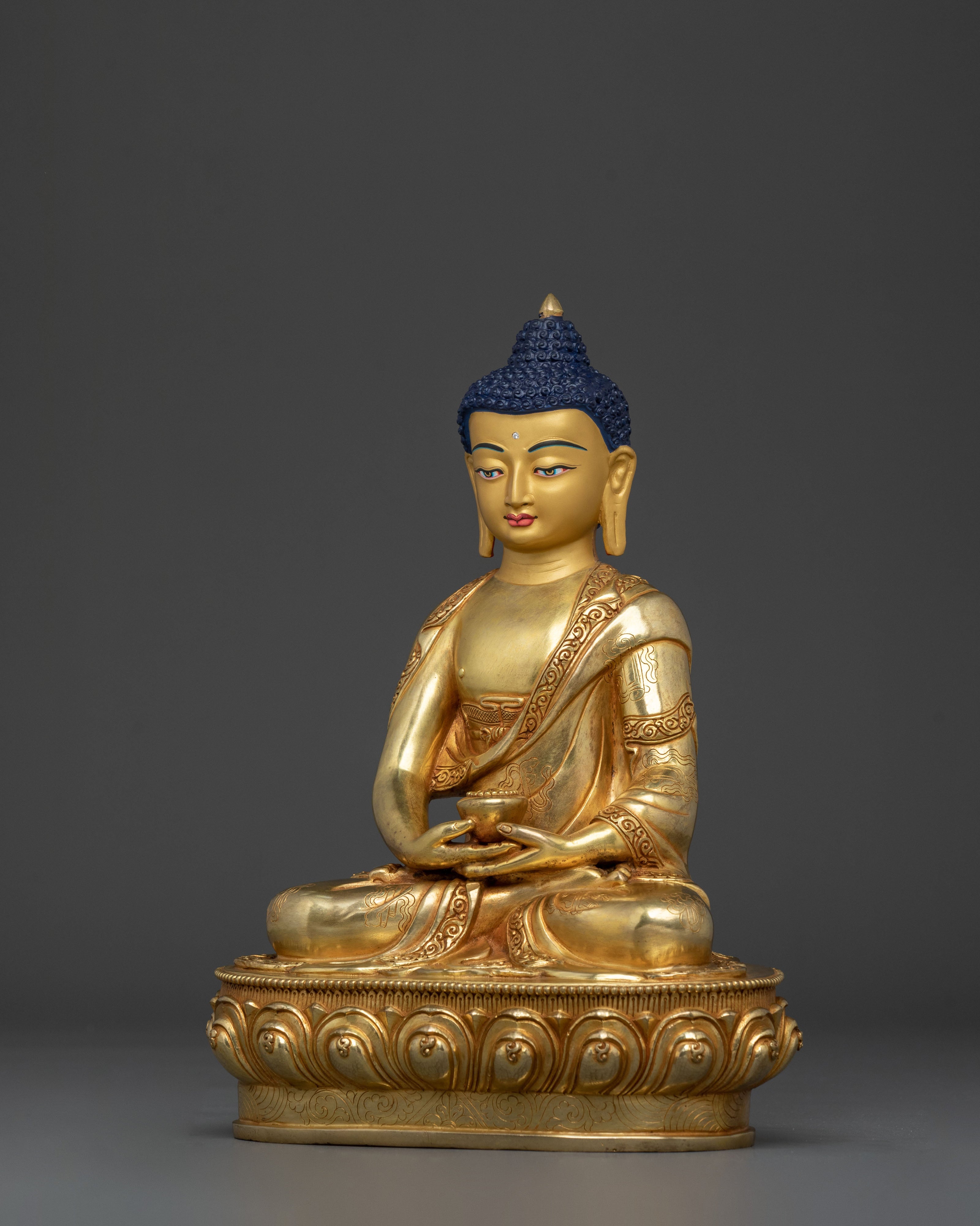 Amitabha Buddha Traditional Statue | 24K Gold Gilded Buddhist Sculpture