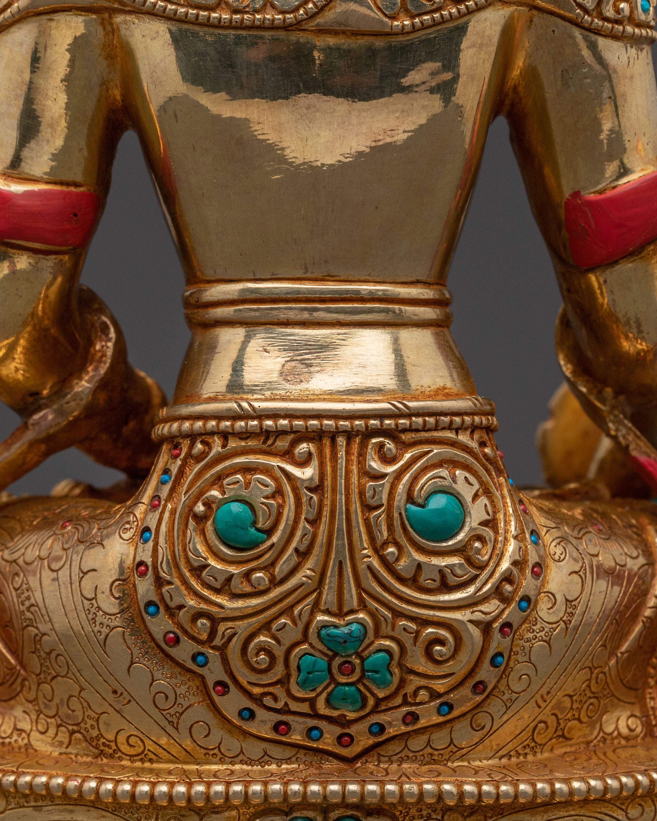 Golden Kshitigarbha Copper Statue | Serene Devotional Art