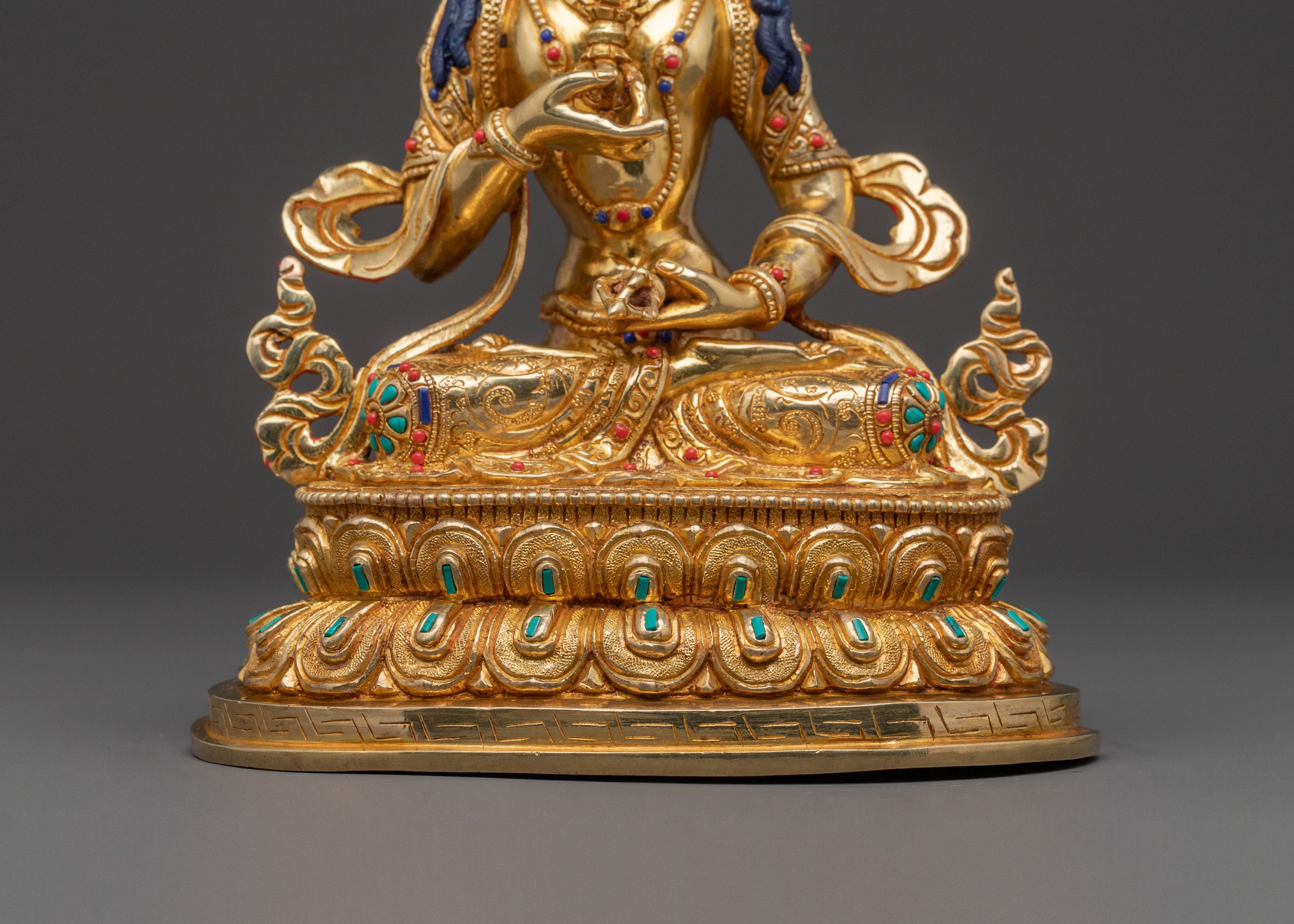 Statue of Vajrasattva for Sacred Spaces: Hand-Gilded Copper Artistry