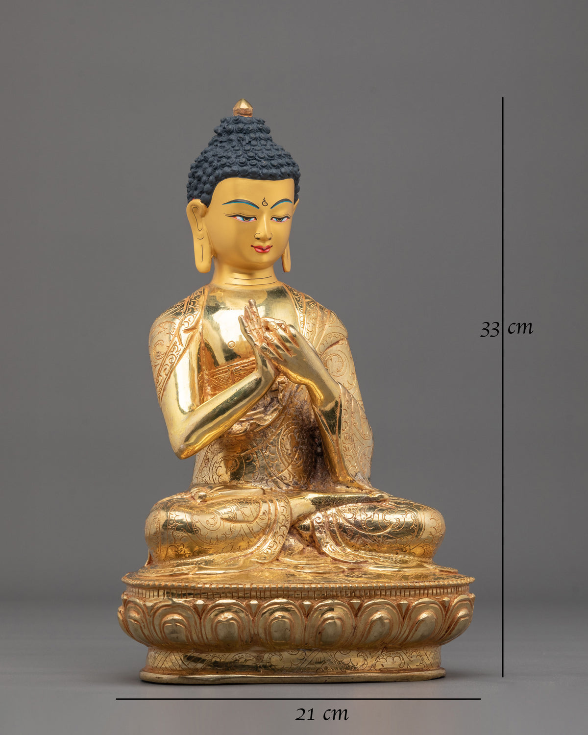 Vairocana 24K Fire Gold Gilded Statue: Radiant Copper Divinity