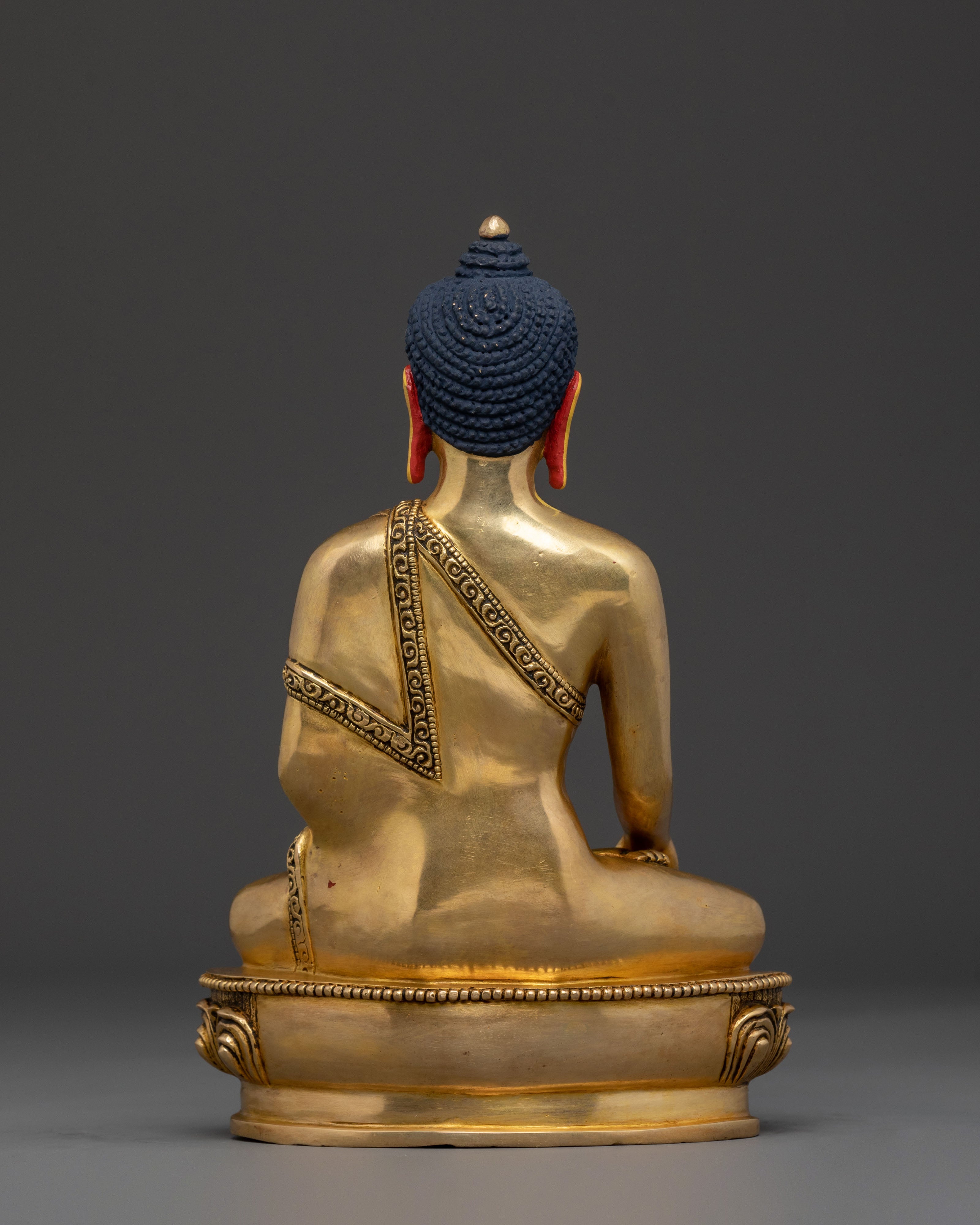 Shakyamuni Buddha Sacred Figurine: 24K Gold Gilded