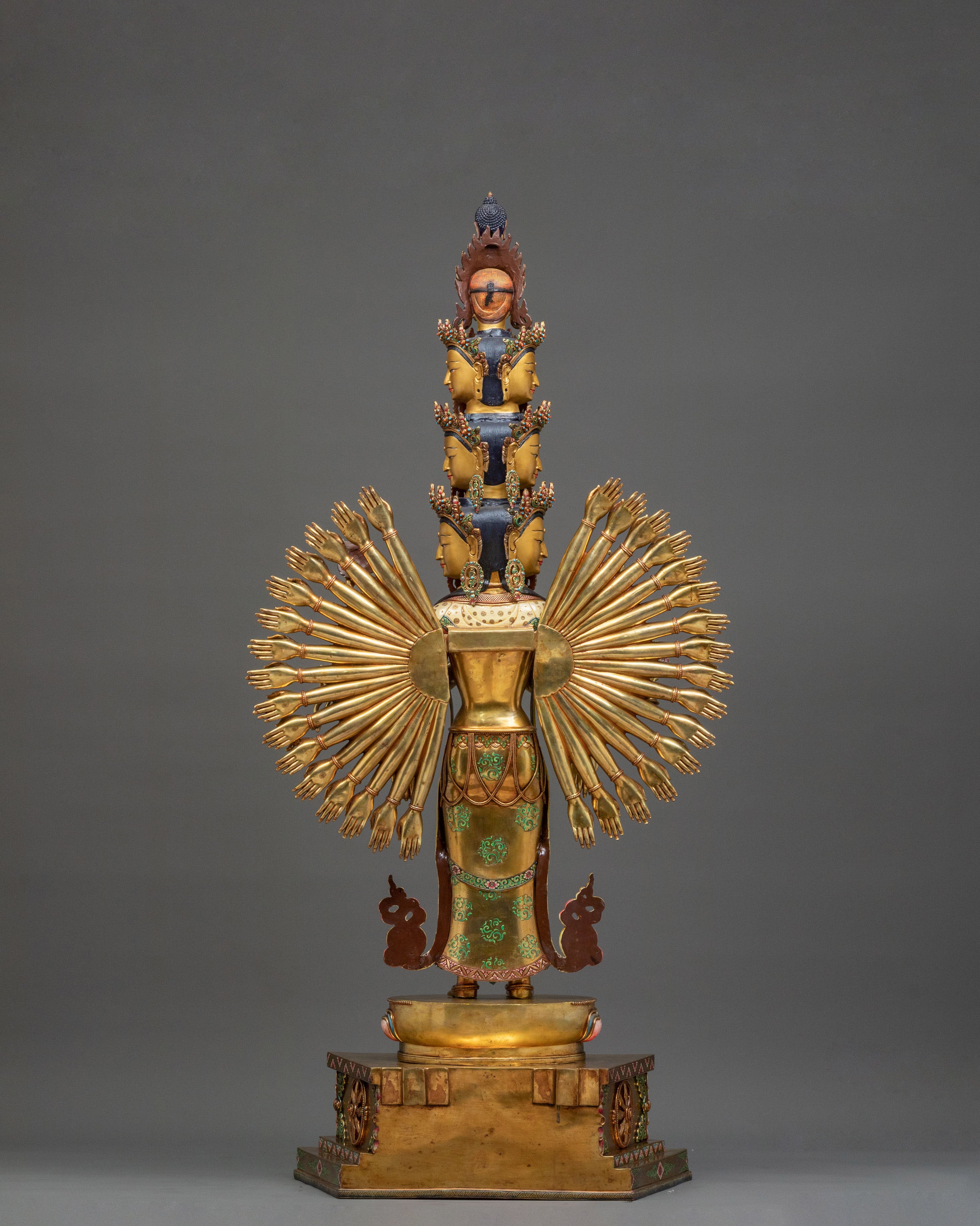 1000 Armed Chenrezig Statue: Radiant 24K Gold Gilded