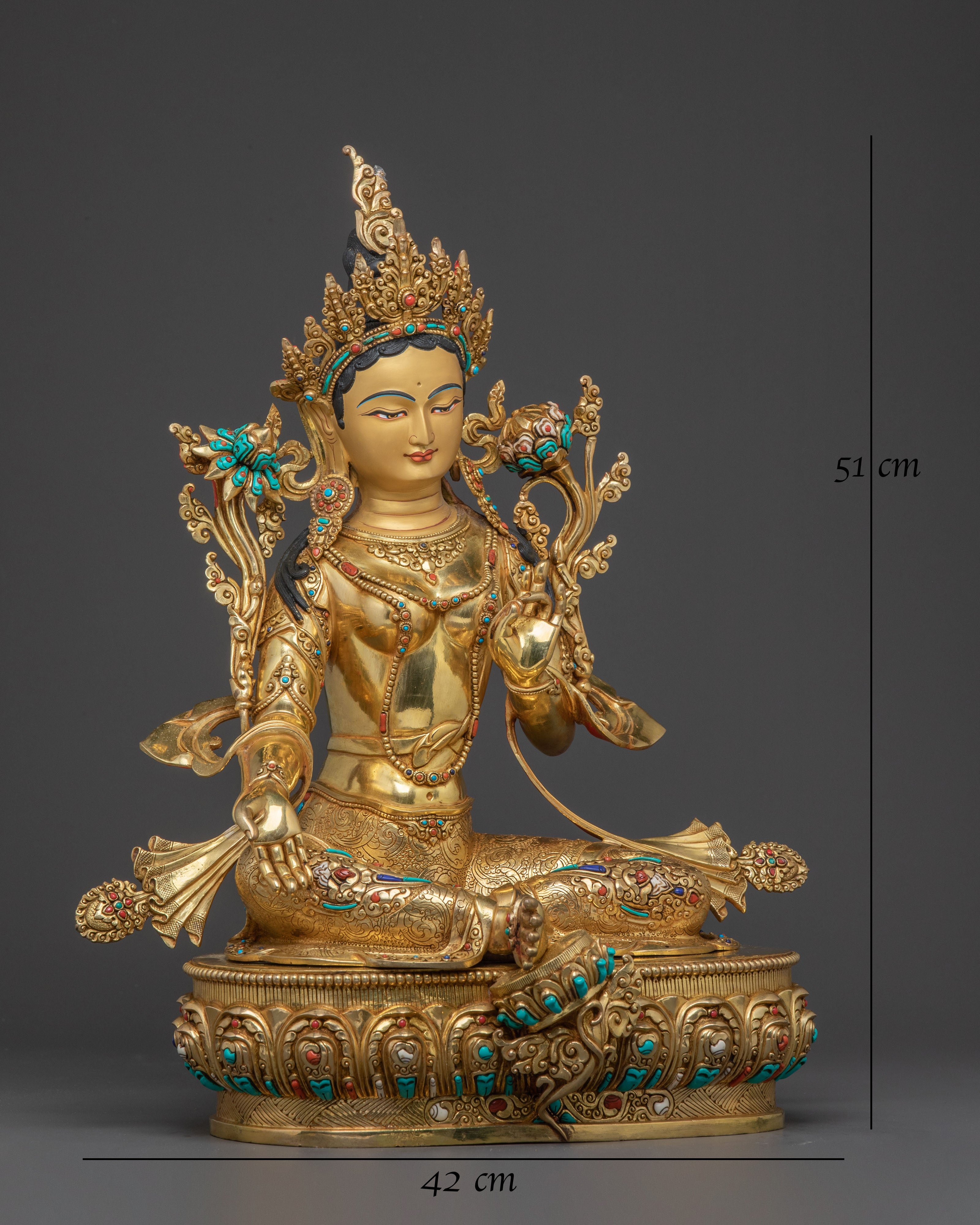 Sacred Compassion Green Tara Statue – Hand-Gilded Art