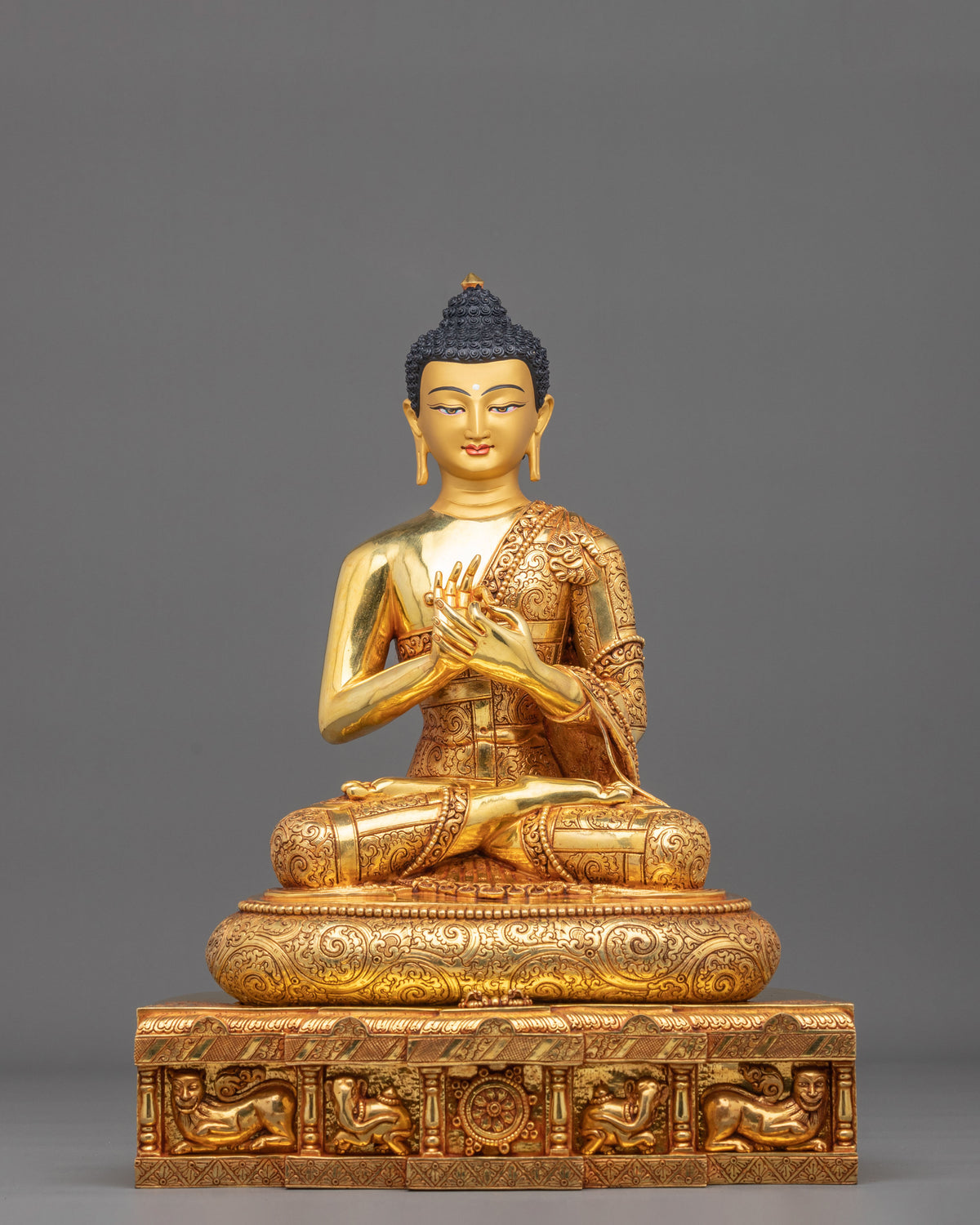 Vairocana Copper Statue with 24K Gold Gilding | Home Decor