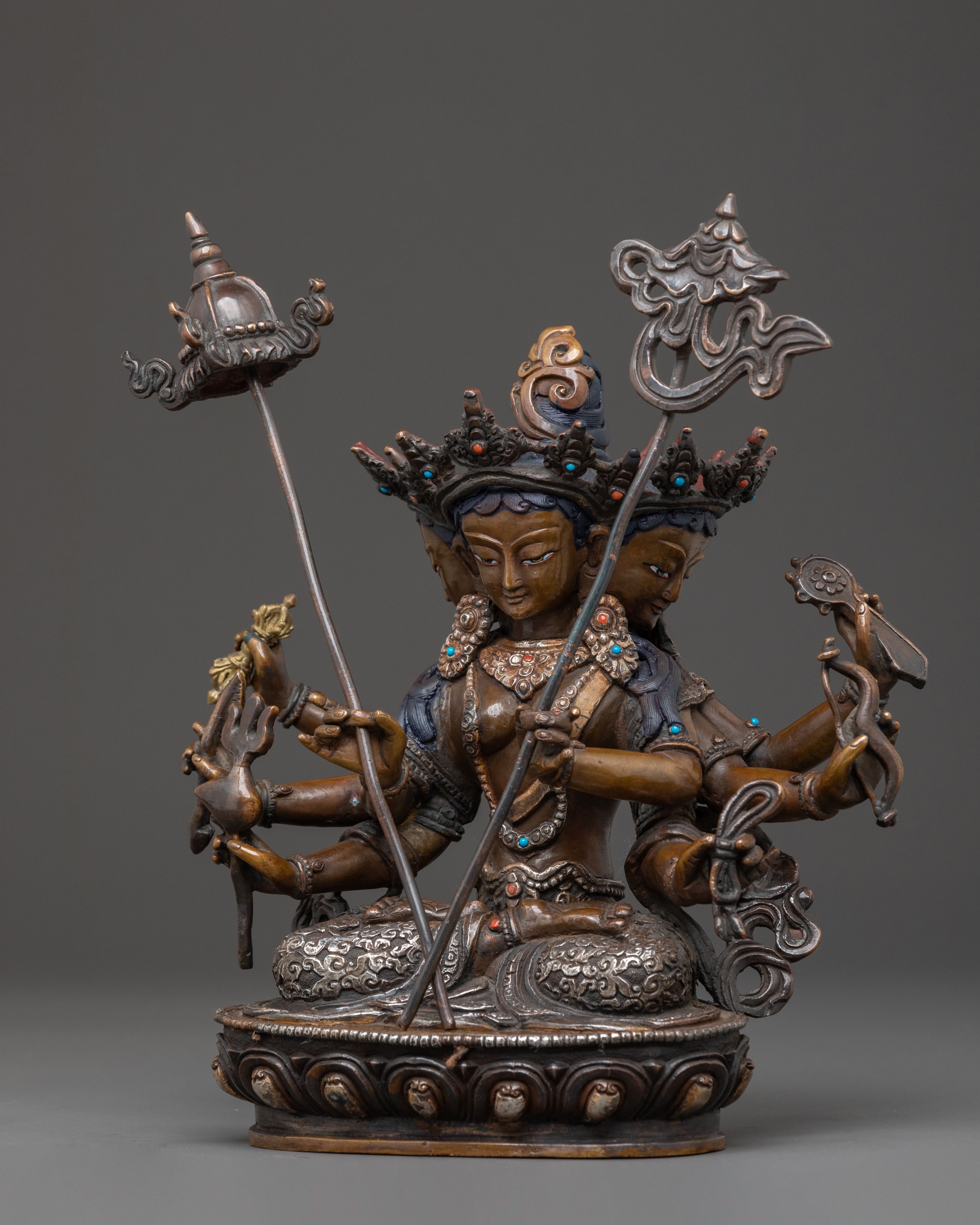 Dhoja Devi Spiritual Statue: Oxidized Copper Serenity