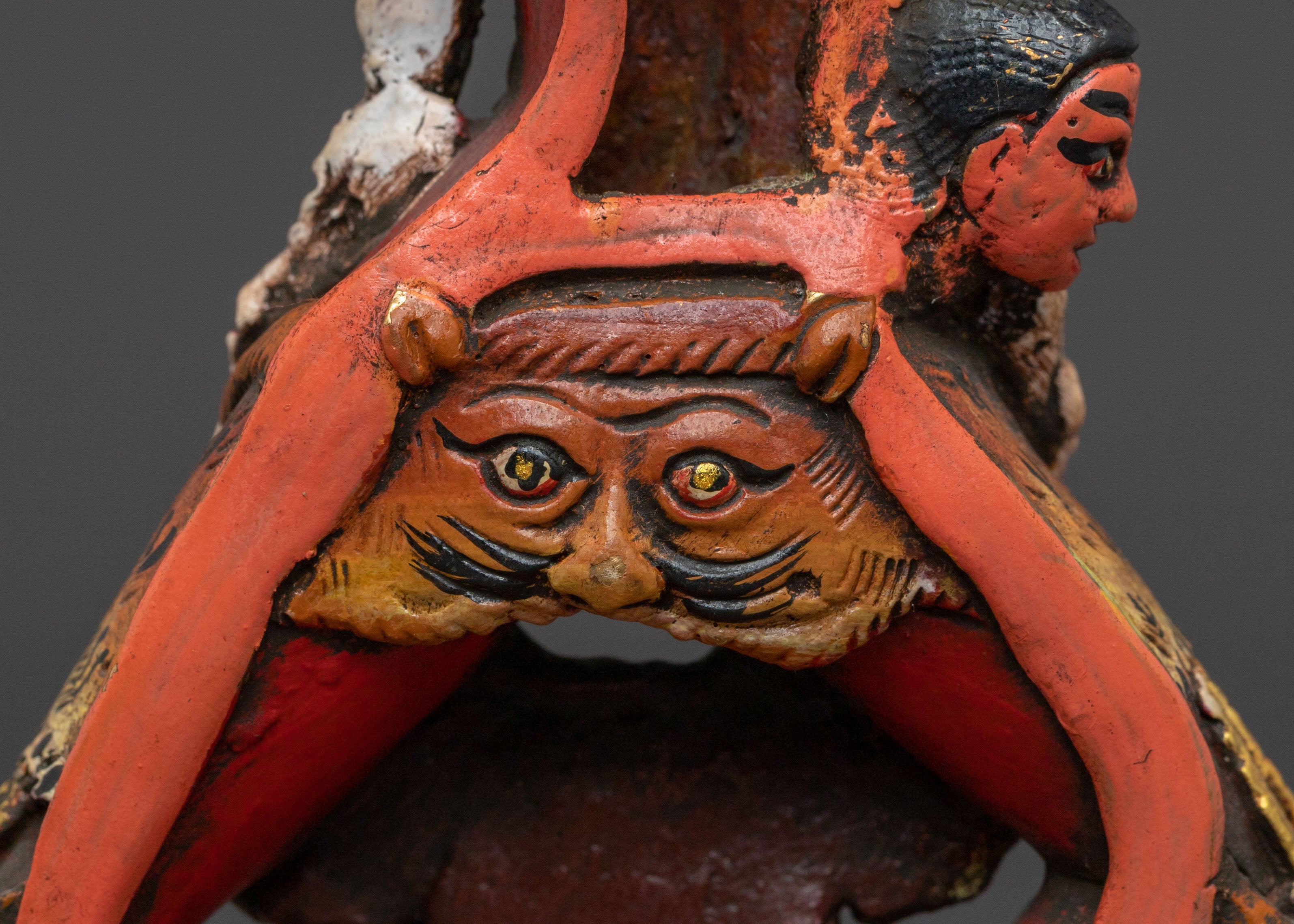 Ekajati Statue: Gold & Acrylic Painted Devotional Figurine