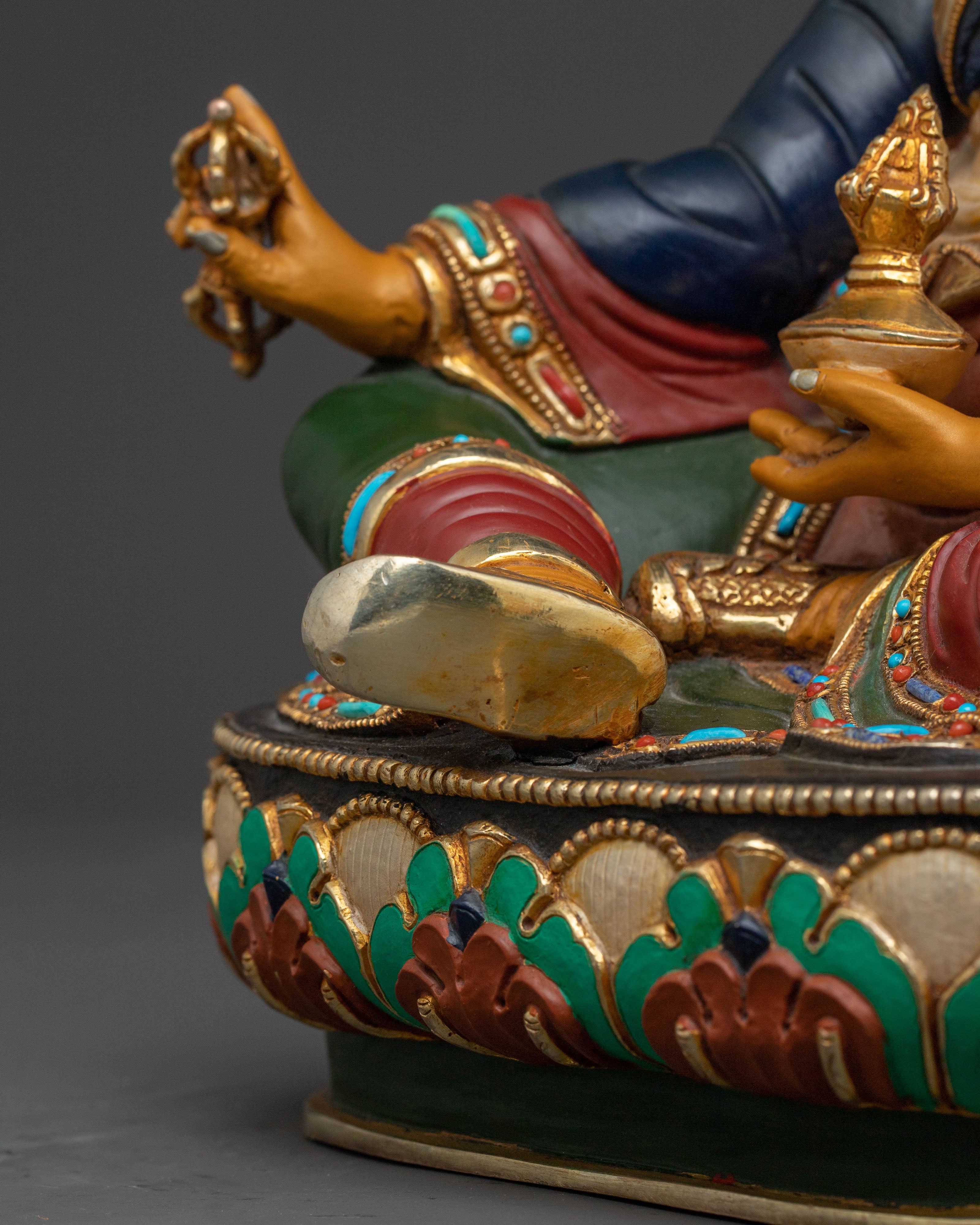 24K Gold Gilded Guru Rinpoche Sacred Statue - Serene Masterpiece