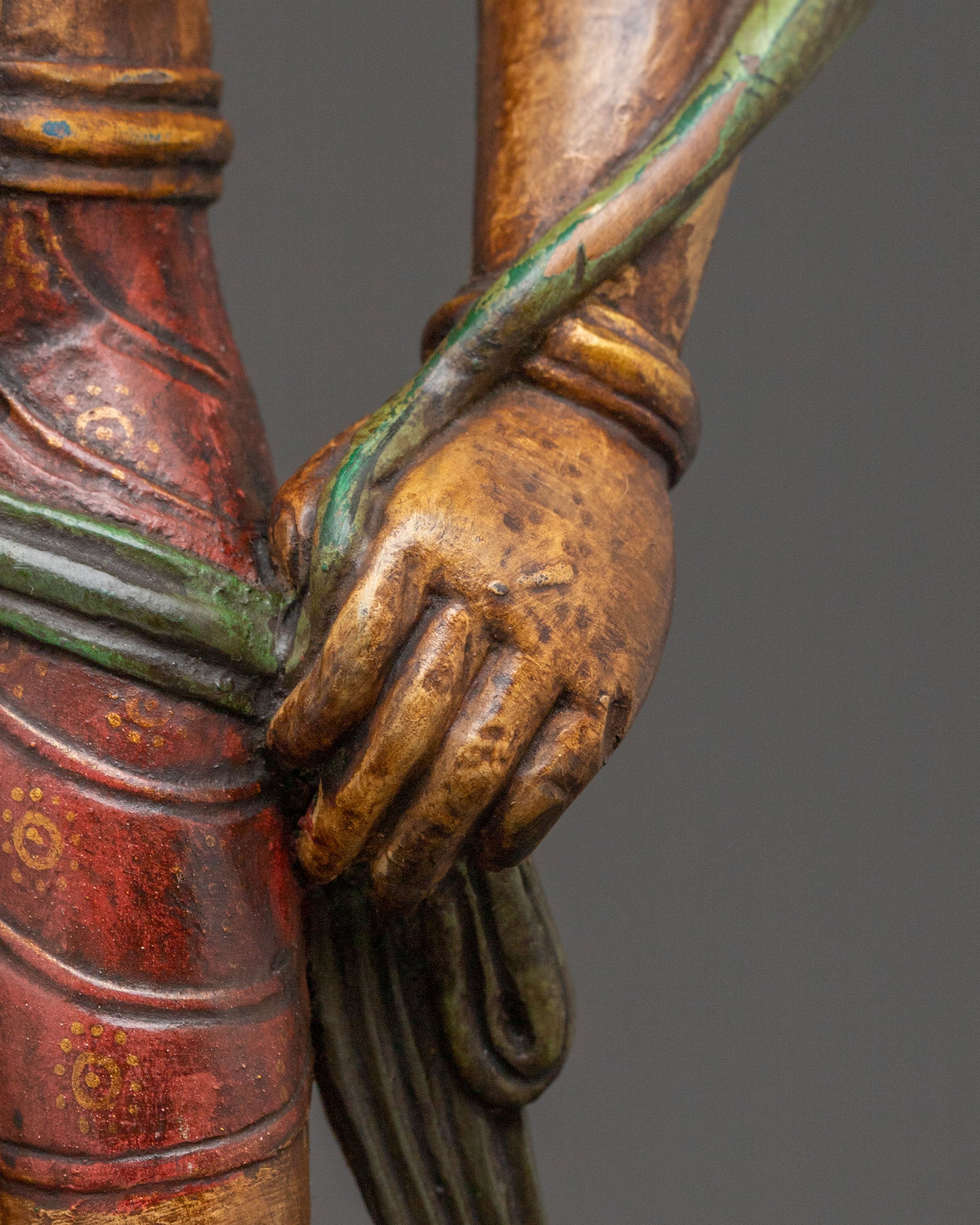 Lokeshwor Tibetan Sacred Statue: Antique Gold and Gemstone Artistry