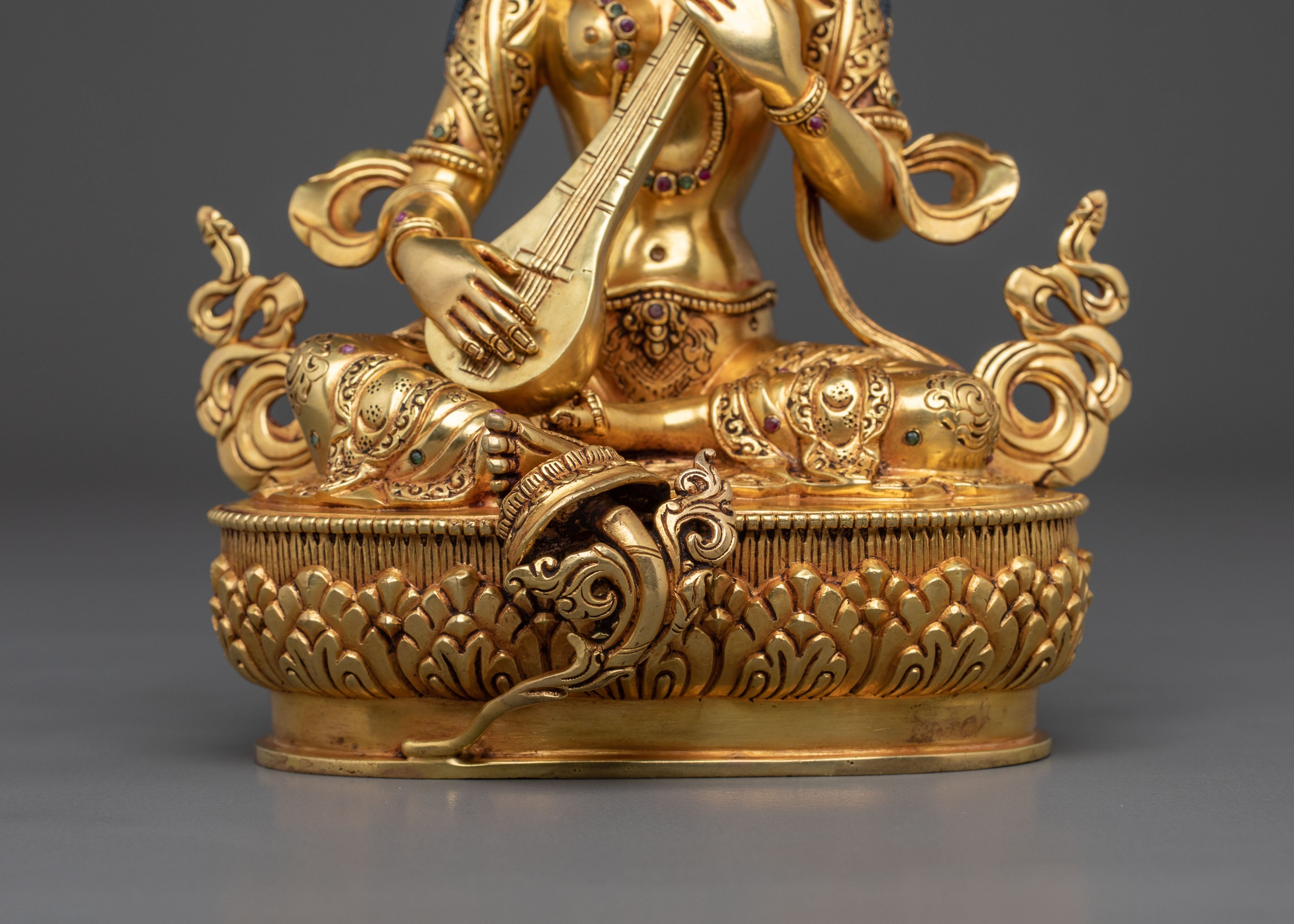 Devi Saraswati Sacred Statue | 24K Gold Gilded