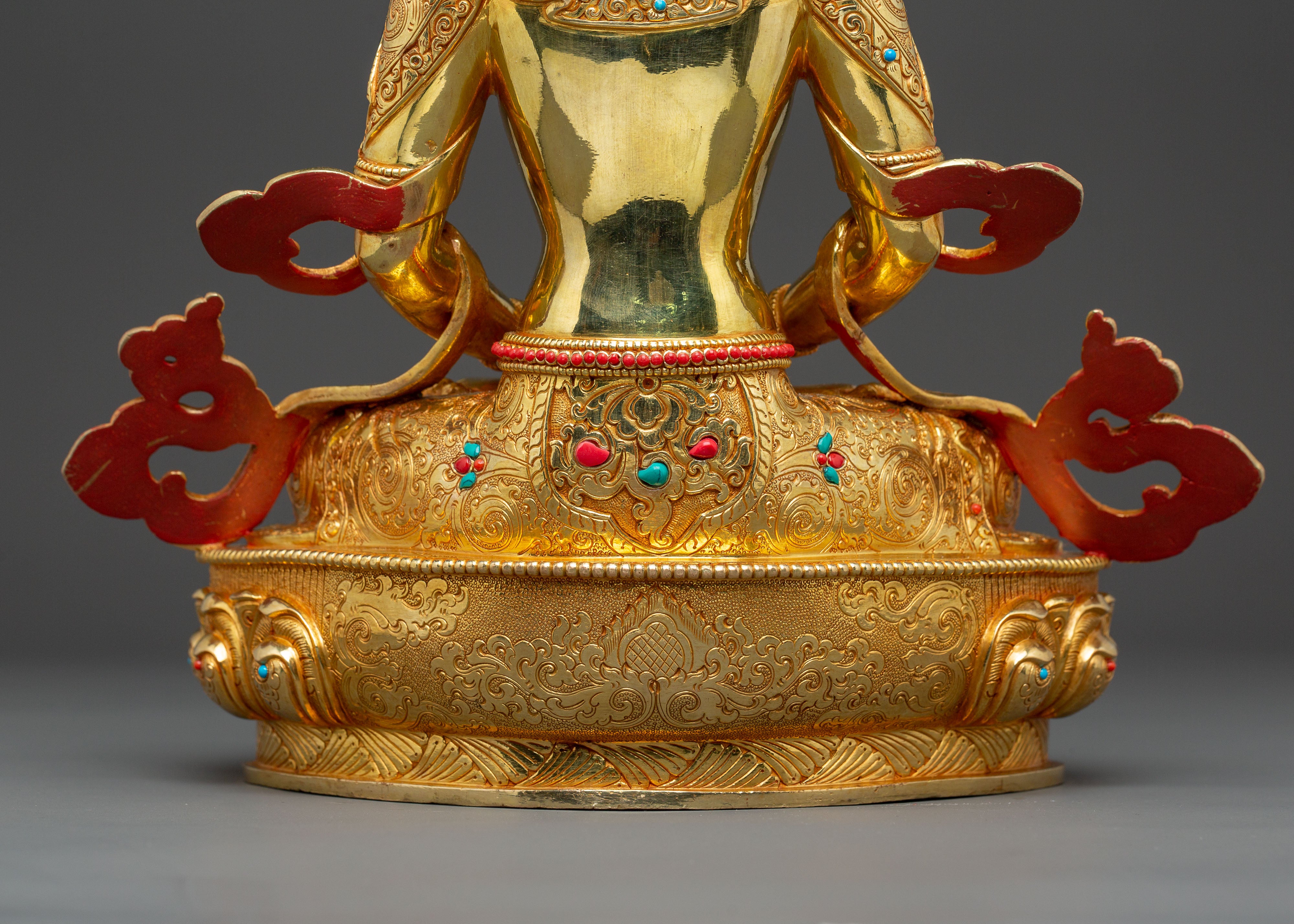 Handcrafted Amitayus Buddha Spiritual Statue - Masterpiece Gilded Copper